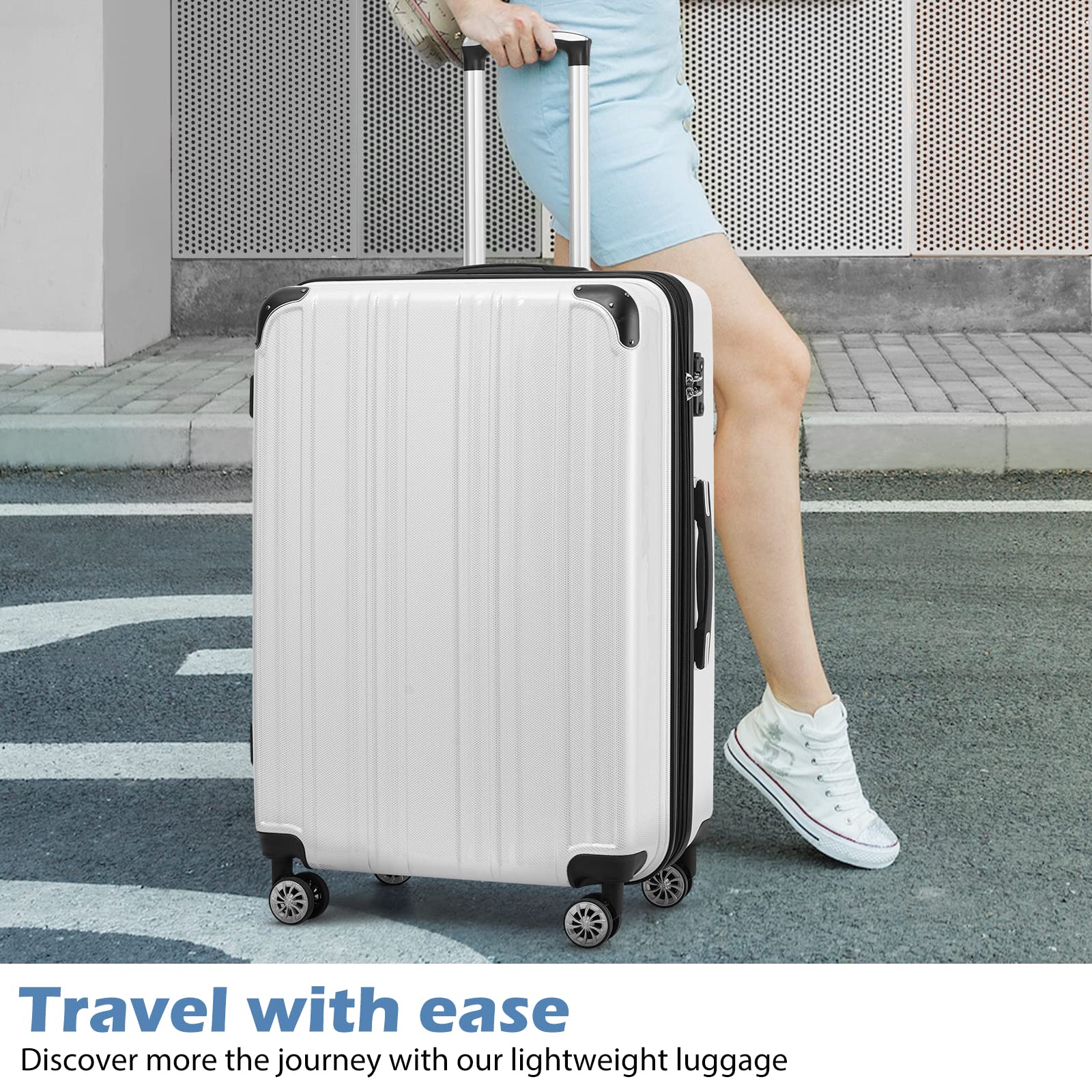 Coolife Expandable 5-Piece Luggage Set - 20/24/28 Inch PC+ABS Spinner Suitcases (Wine Red) - Perfect for Family Vacations, Business Trips & International Travel