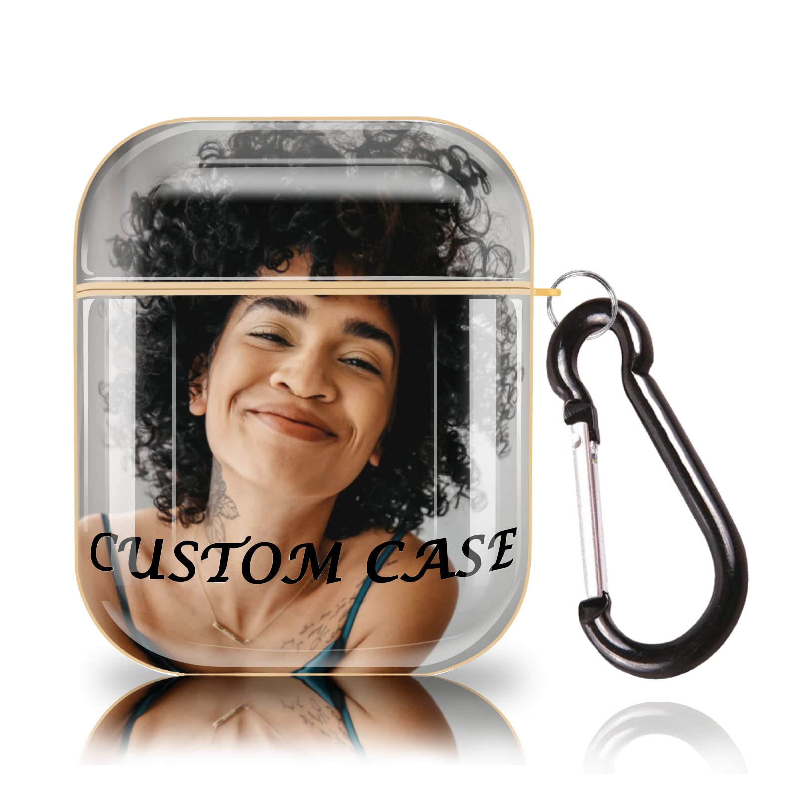 Custom AirPods 1&2 Case with Photo/Text - Durable PC Cover with Chain - Perfect Personalized Gift for Music Lovers