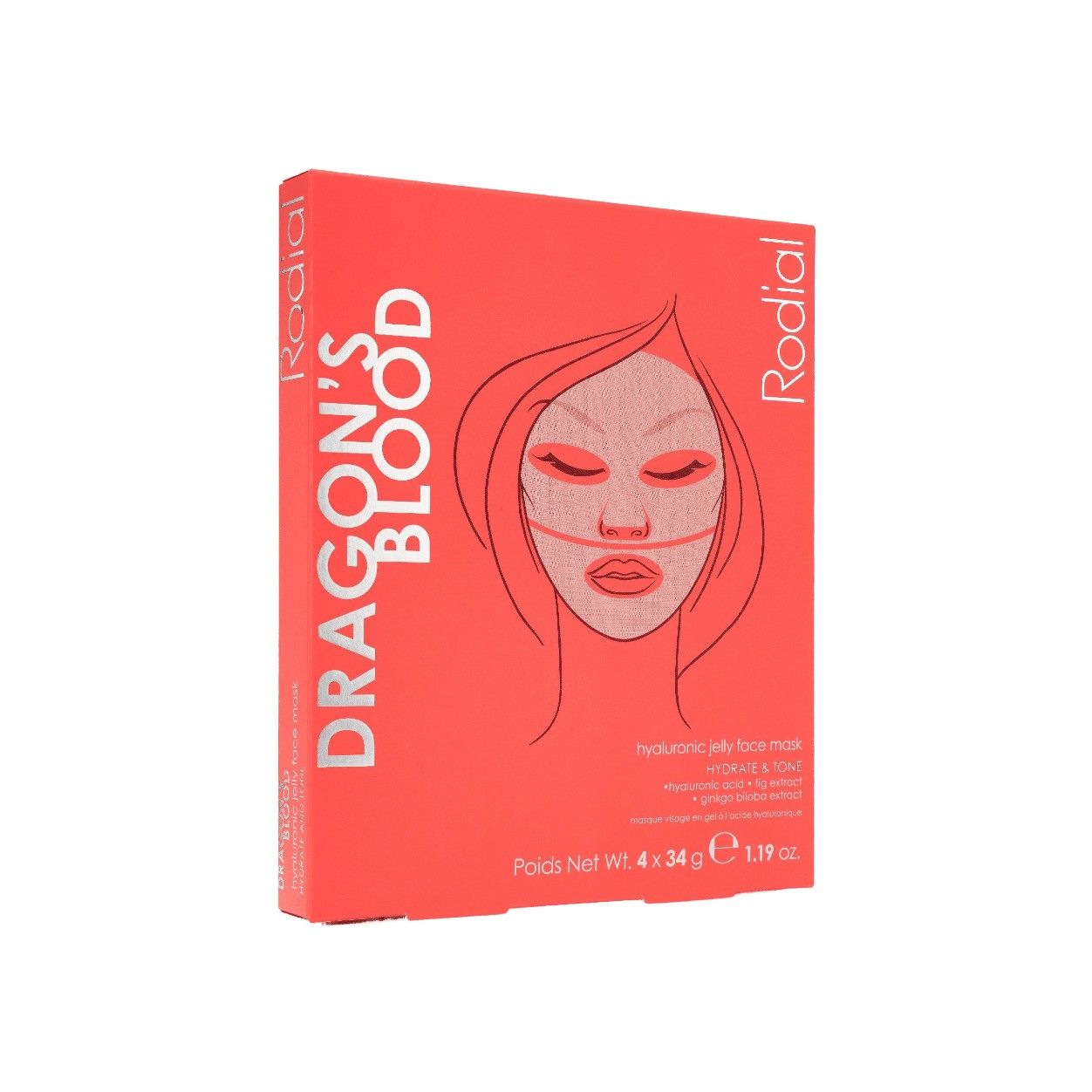 Dragon's Blood Hyaluronic Acid Jelly Face Mask - 4 Pack | Hydrating & Anti-Aging Skincare for Dry Skin | Perfect for Night Routine & Spa Days