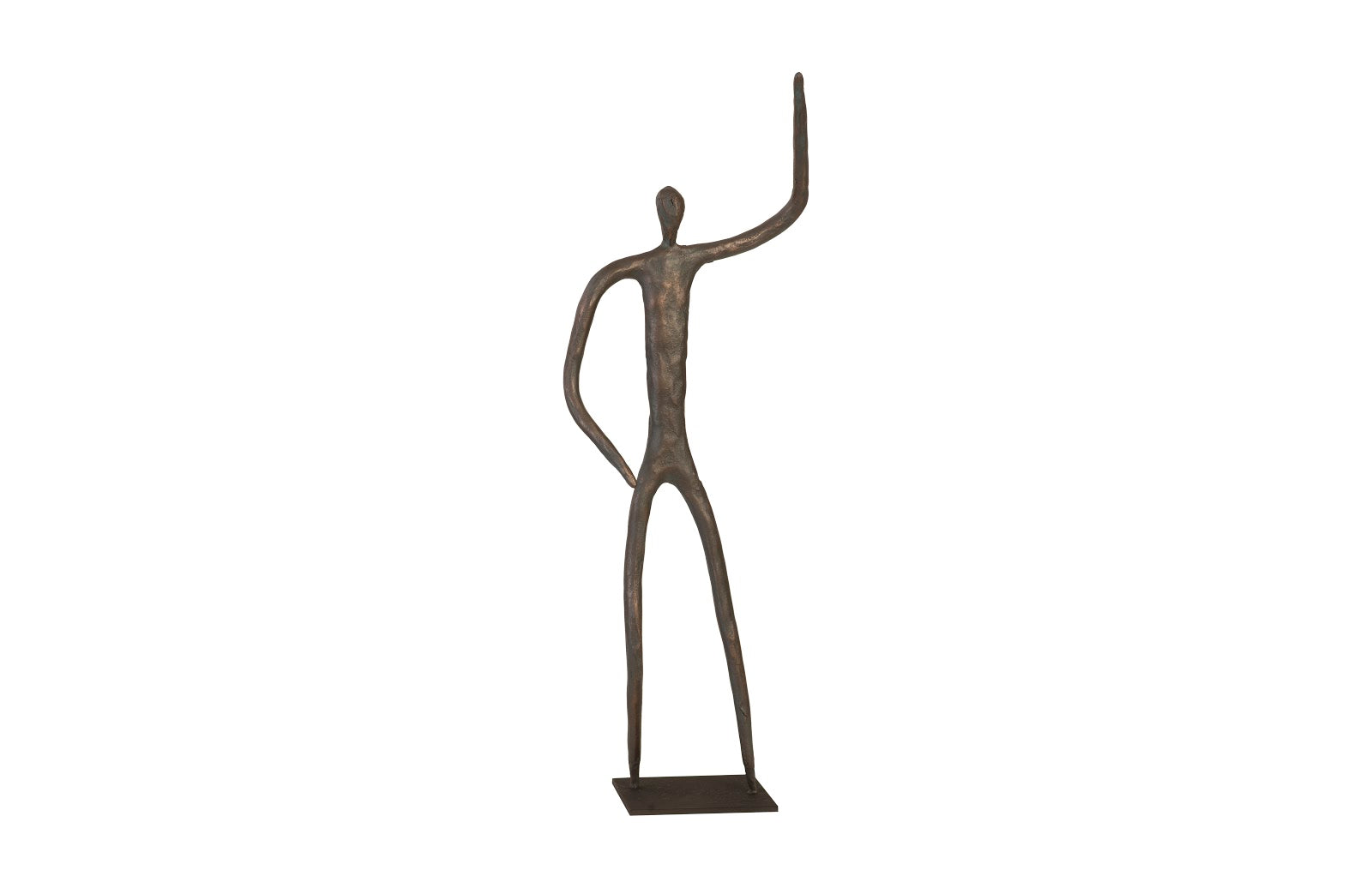 Abstract Bronze Finish Metal Sculpture with Raised Arm - Phillips Collection TH96035 | Modern Home Decor, Office Desk Art, Gift for Art Lovers
