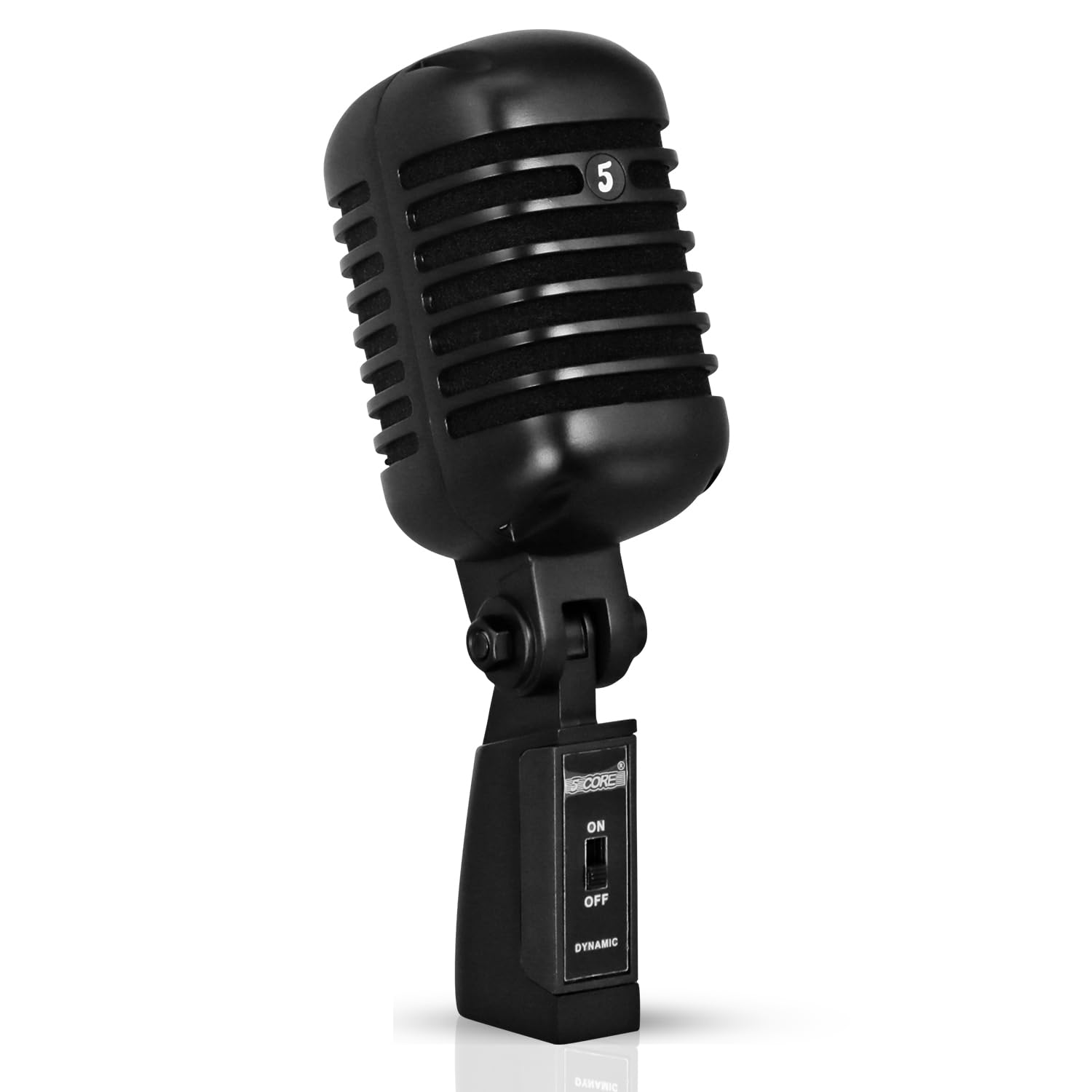 Vintage Dynamic Microphone with XLR Connector - 5 Core Professional Studio Mic for Singing, Live Performance & Recording | Retro Style Corded Mic for Home Studio, Podcasting & Stage Performances (RTRO MIC CH BLK)