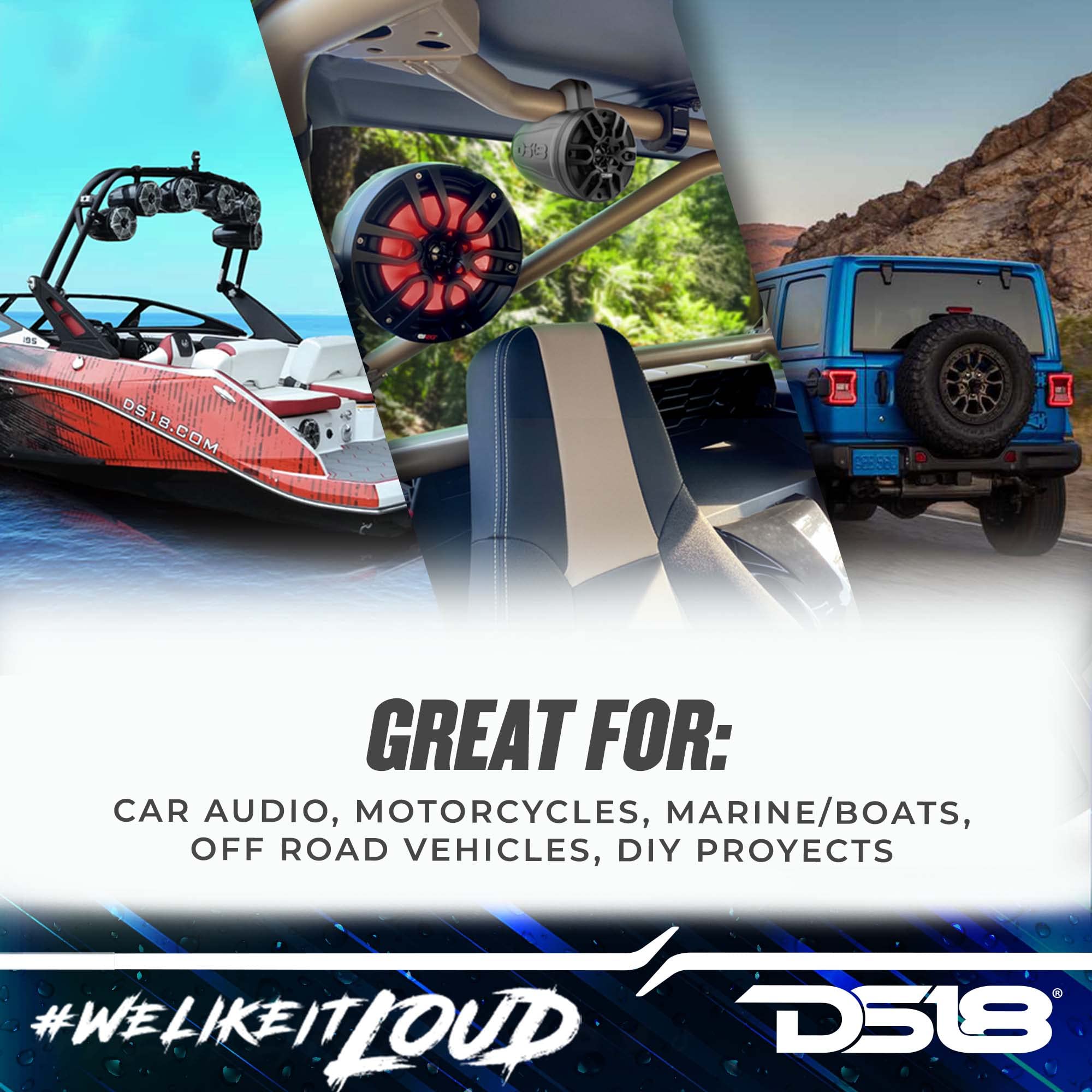 DS18 MP4TP.4A 4 Inch 600W Waterproof Bluetooth Marine Tower Speakers with Built-in Amplifier & Remote Control - Perfect for Boats, Yachts, and Outdoor Water Activities