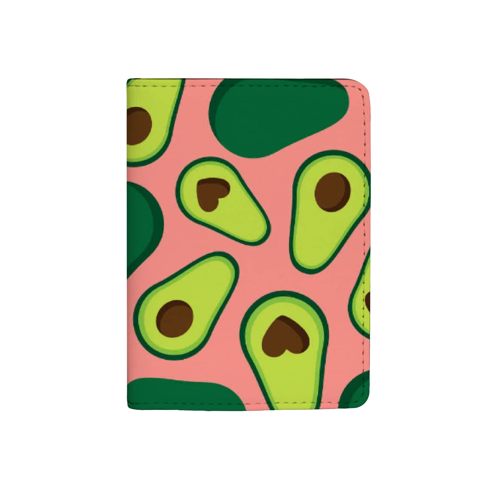 PU Leather Passport Holder - Cute Avocado Design for Travel, Men Women Kids - Pink Travel Accessory