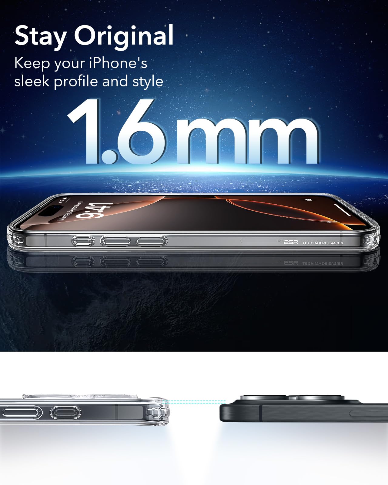 ESR for iPhone 16 Pro Case with MagSafe - Military-Grade Shockproof Protection, Magnetic Phone Cover for iPhone 16 Pro - Classic Hybrid HaloLock Frosted Clear Case | Perfect for Daily Use, Travel & Outdoor Activities