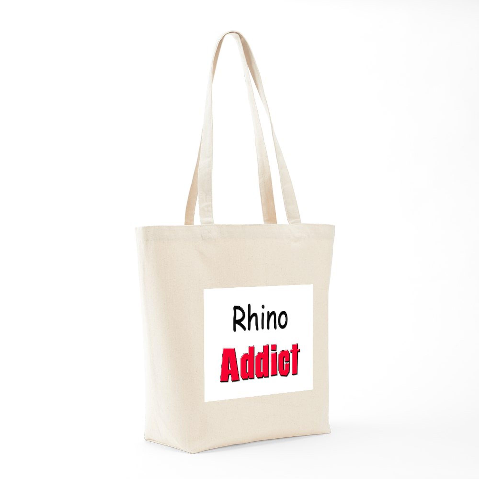 Rhino Addict Natural Canvas Tote Bag - Eco-Friendly Reusable Shopping Bag for Groceries, Beach & Daily Use | Durable Cotton Carryall for Work, School & Travel
