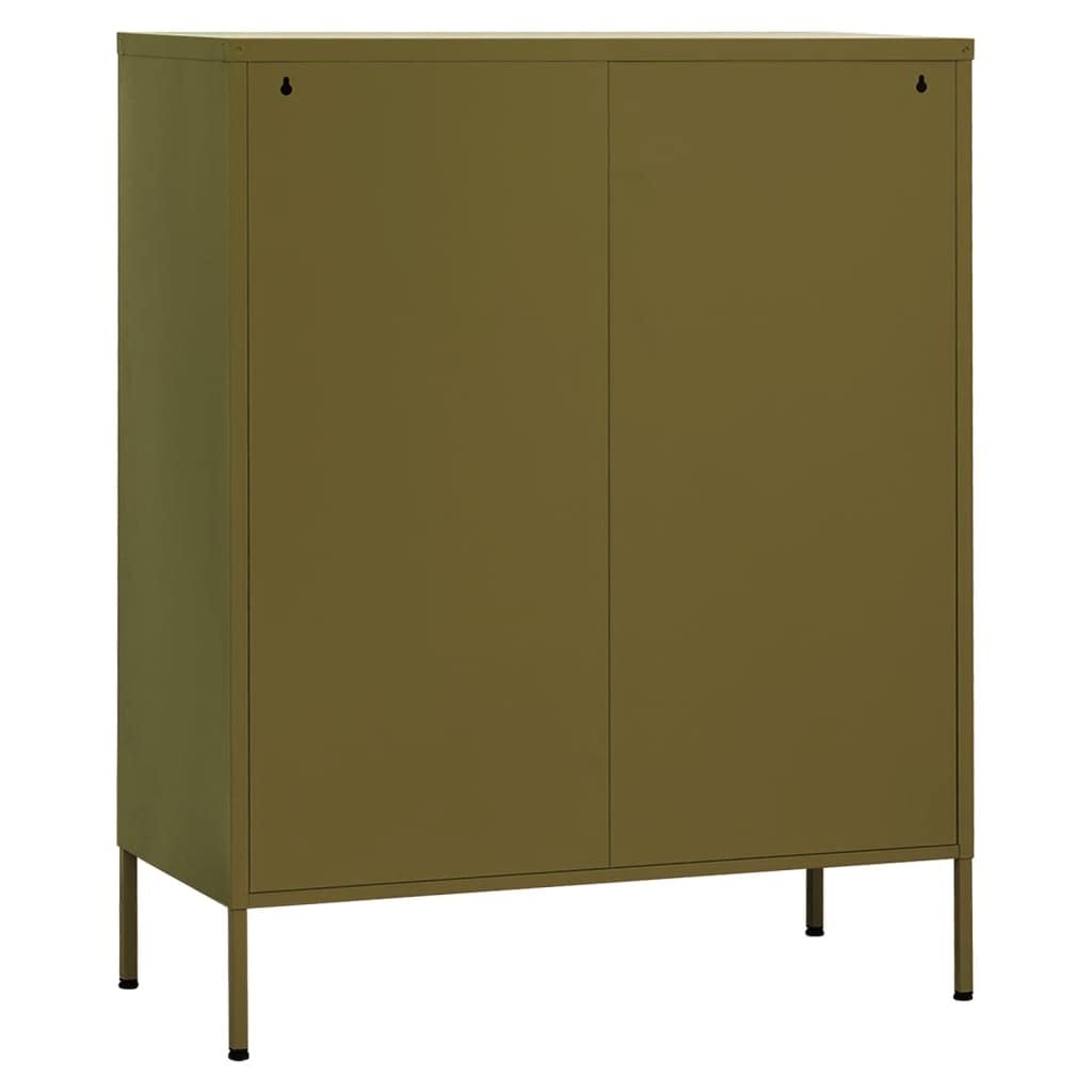 vidaXL Olive Green Steel Storage Cabinet - Heavy Duty Industrial Shelving Unit with Adjustable Shelves & Leveling Feet, Easy Assembly for Home Office, Garage, or Warehouse Organization (Books, Magazines, Tools Storage)