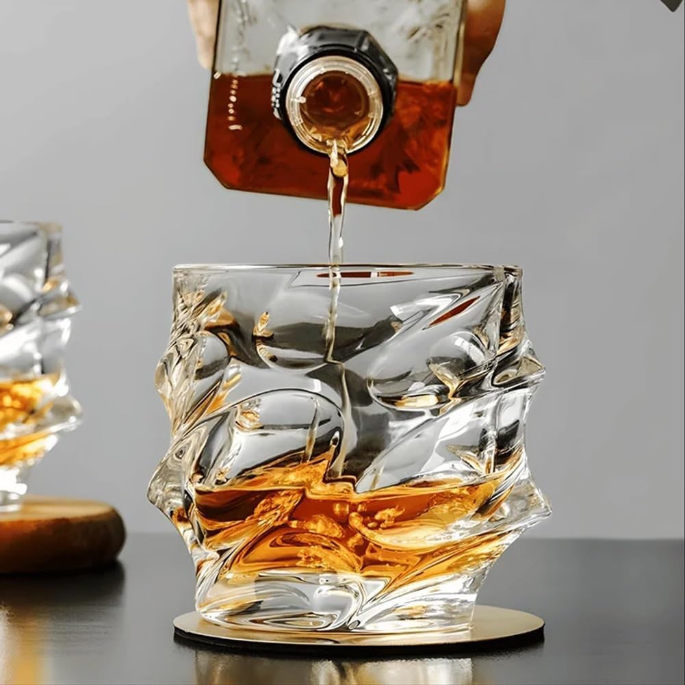 Premium Japanese Crystal Whiskey Glasses Set - Heavy Base Old Fashioned & Rocks Glasses for Scotch, Bourbon, Cigar Pairing - Elegant Barware for Home Entertaining & Gift Giving