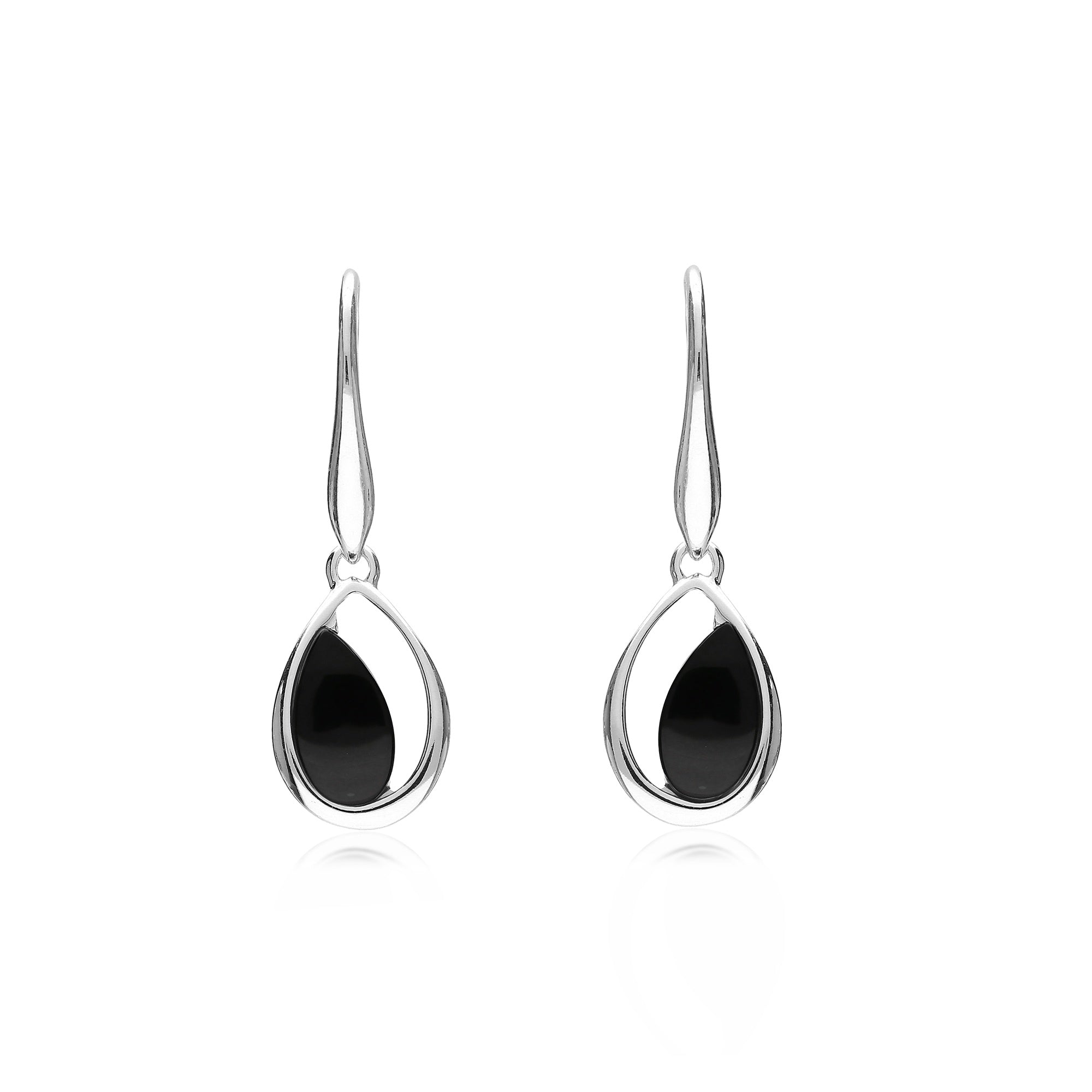 Whitby Jet Sterling Silver Teardrop Earrings – Elegant Offset Designer Jewelry for Women | Perfect for Weddings, Parties & Special Occasions