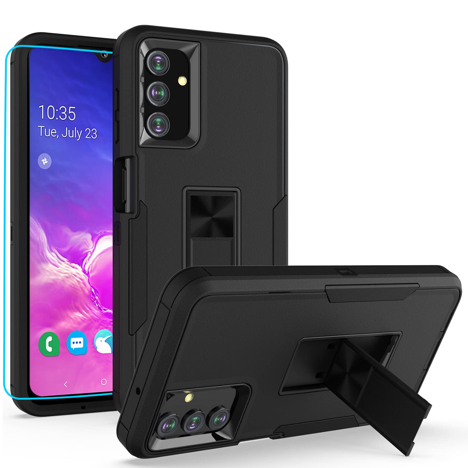 MDCN Samsung Galaxy A13 5G Case - Military Grade Heavy Duty Protective Cover with HD Screen Protector, Magnetic Ring & Kickstand - Perfect for Car Mount & Everyday Protection (Black) - Ideal for Work, Travel and Outdoor Activities