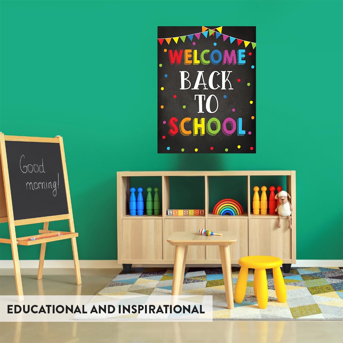 8.5x11 Inch Welcome Back to School Motivational Posters for Classroom & Homeschool - Andaz Press Teacher Wall Art Decor with Inspirational Quotes (1-Pack, Unframed) - Perfect for Bulletin Boards, Study Rooms & Kids' Learning Spaces