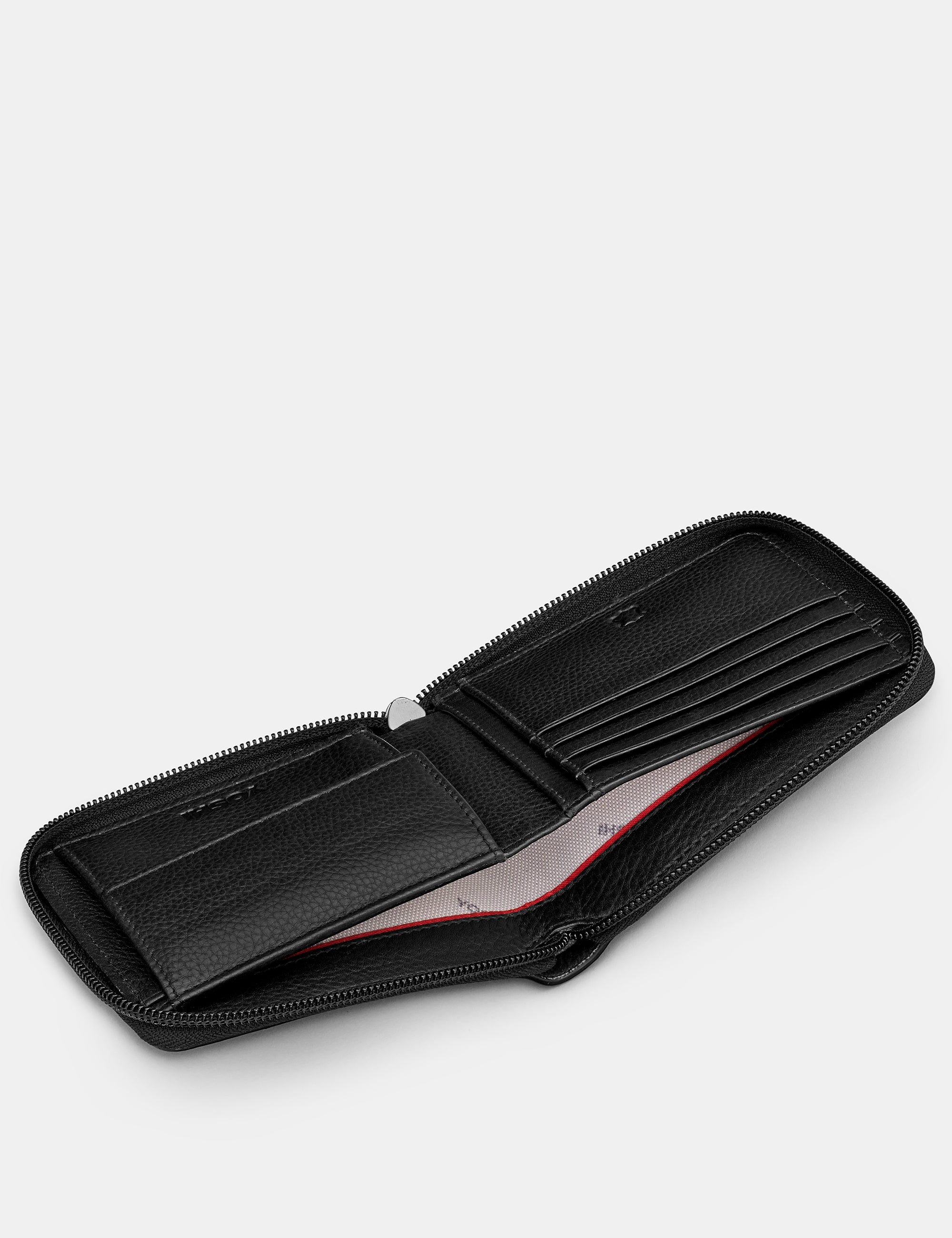 Premium Black Leather Zip Around Wallet for Men & Women - Stylish RFID Blocking Travel & Everyday Use