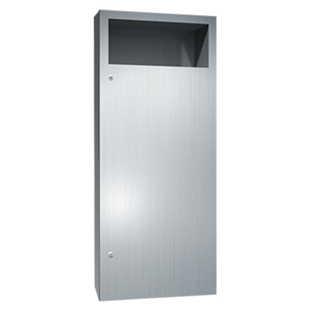 Simplicity 12 Gallon Semi-Recessed Waste Receptacle - ASI 6474 Trash Can with Satin Finish for Office, Kitchen & Commercial Spaces