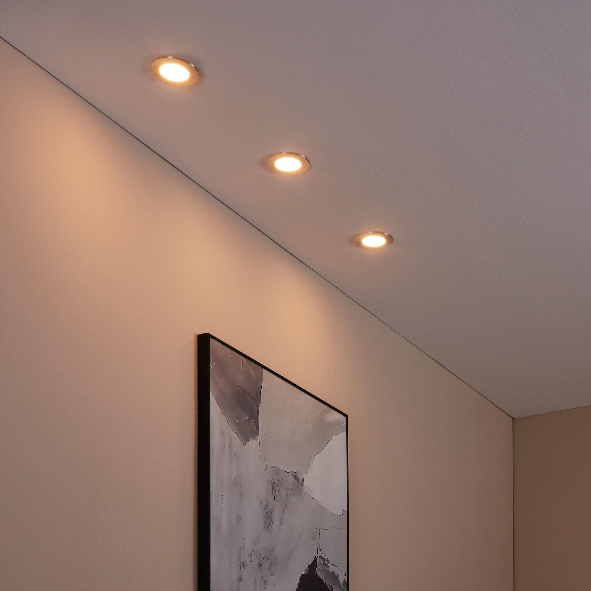 Eglo Fueva Z Set of 3 Smart LED Recessed Lights with Nickel Finish - Dimmable Downlights for Living Room, Kitchen & Bedroom Ceiling Lighting