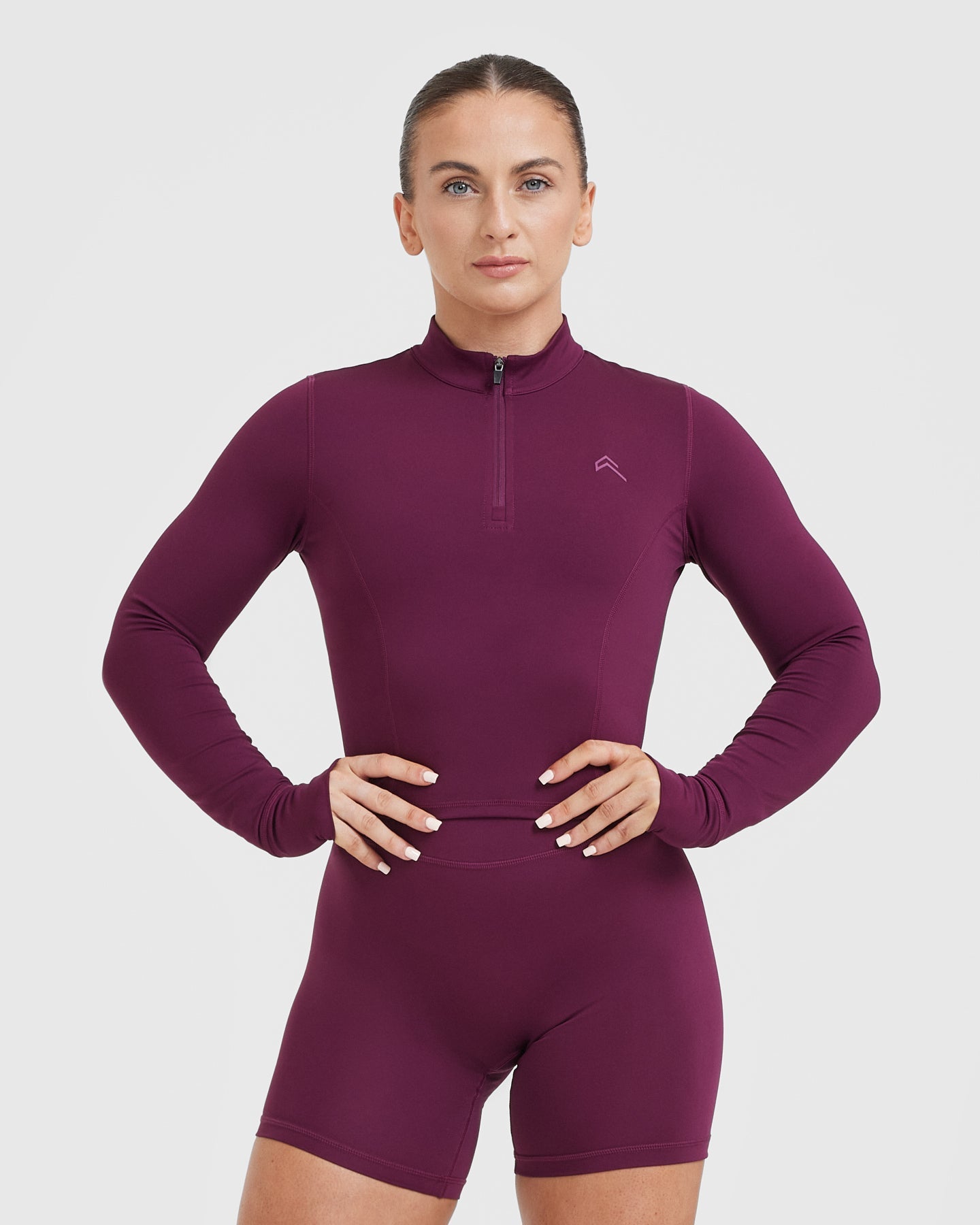 Timeless Half Zip Mid-Long Sleeve Top for Women | Soft Stretch Casual Pullover in Ripe Fig Color | Perfect for Workouts, Hiking & Everyday Wear