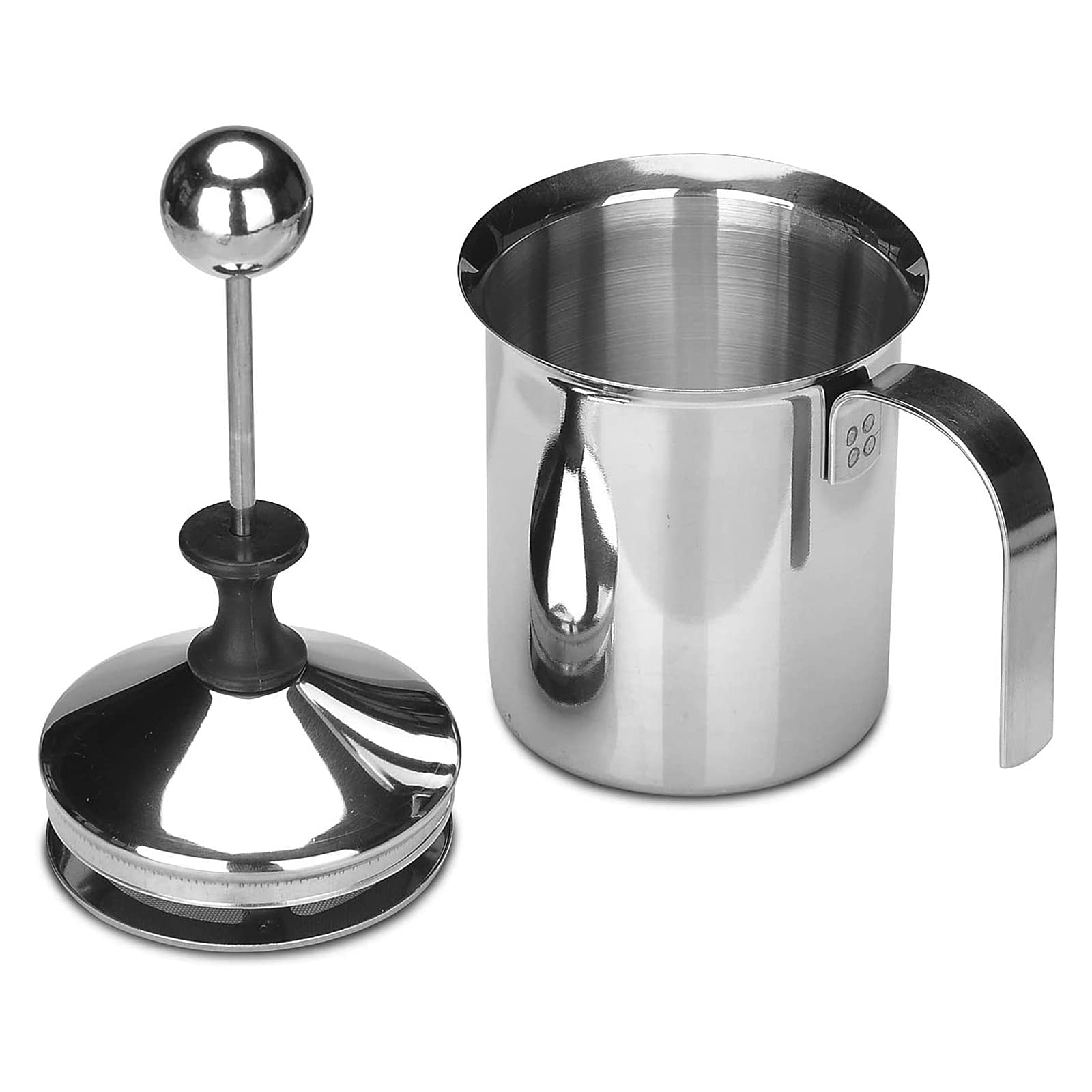 Premium Stainless Steel Milk Frother Pitcher with Double Mesh Filter - Handheld Milk Foamer for Latte, Cappuccino & Coffee - Perfect for Home Baristas & Coffee Shops
