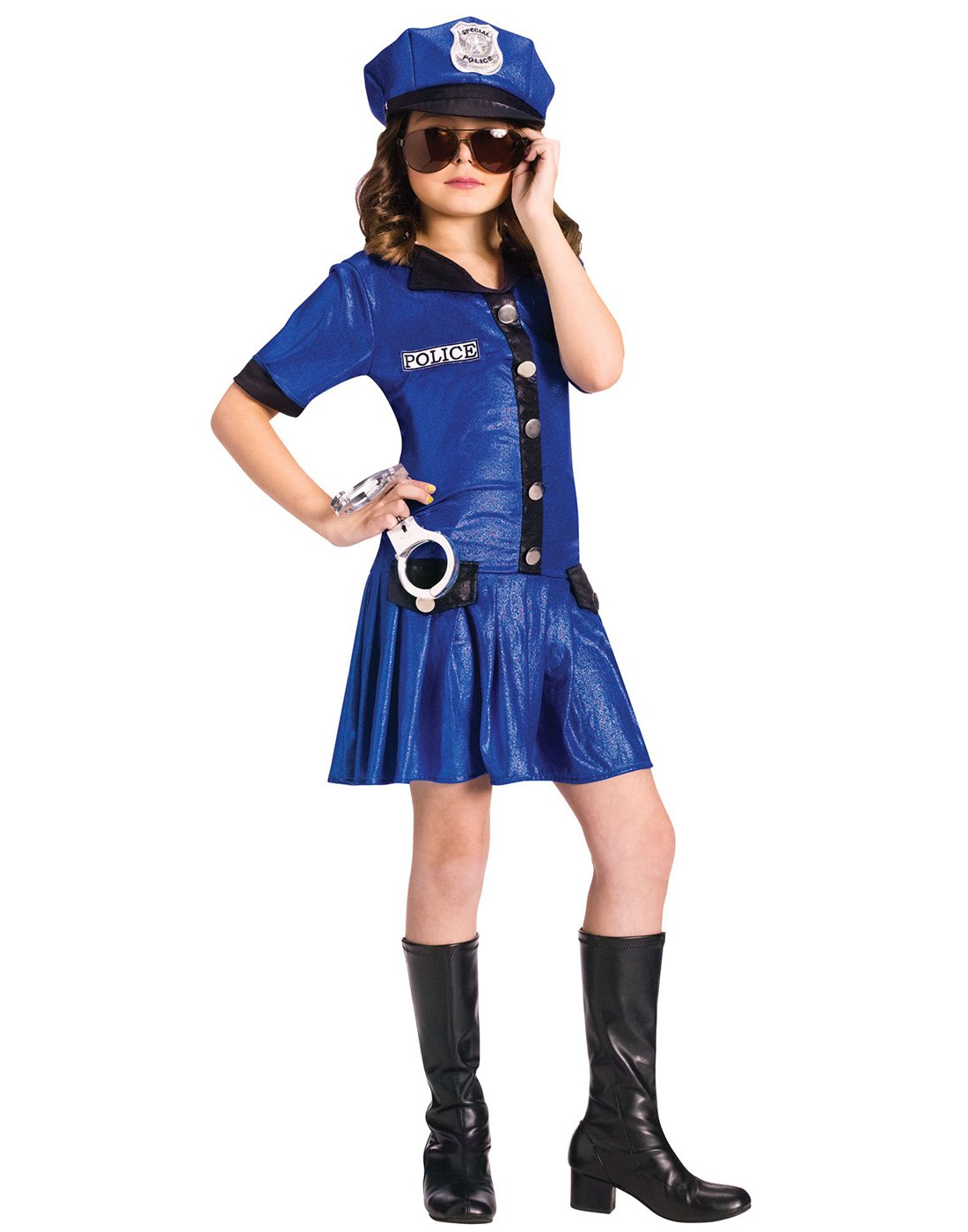Police Girl Costume for Kids - Small (4-6 Years) | Halloween Dress Up, Role Play, Cosplay Party Outfit