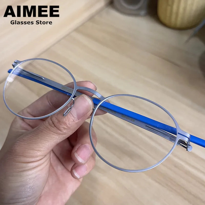 Aimee Unisex Full Rim Square Screwless Steel Eyeglasses Frame 61499 - Lightweight Durable Glasses for Men & Women - Perfect for Reading, Work, and Everyday Use