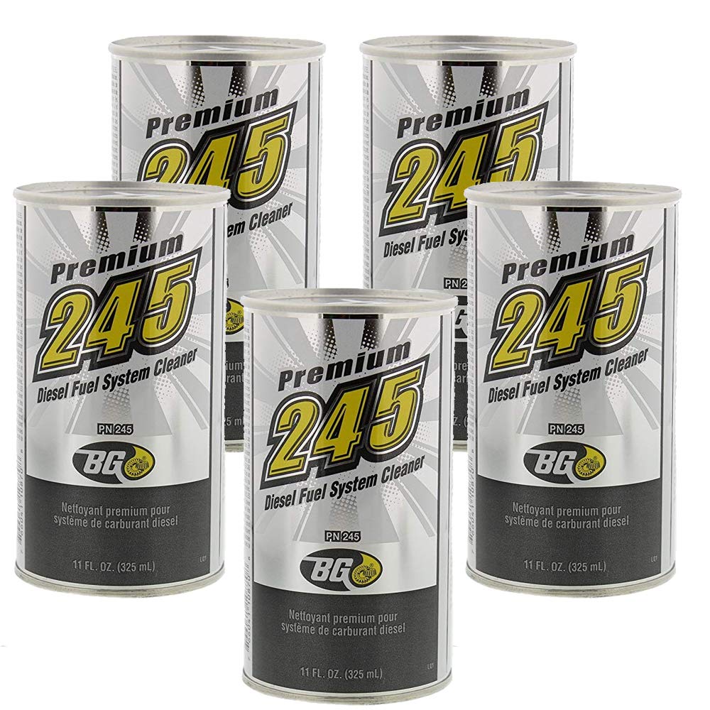 5 Pack BG 245 Premium Diesel Fuel System Cleaner - Professional Grade Fuel Additive for Trucks, Cars & Heavy Equipment - Improves MPG, Reduces Emissions & Restores Engine Performance (Ideal for Fleet Maintenance & Long Haul Vehicles)