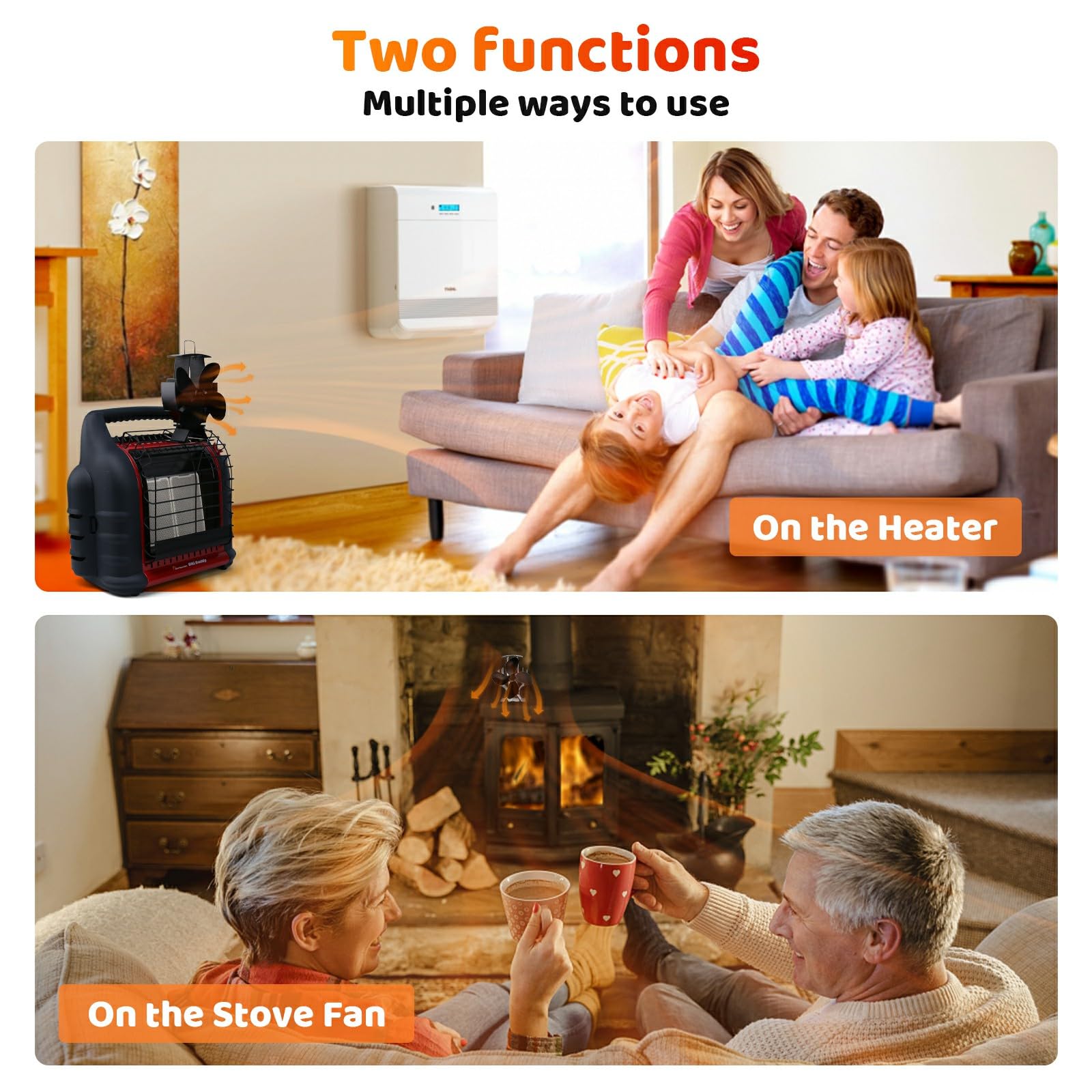 Uniflasy 4-Blade Heat Powered Wood Stove Fan with Extra Bracket - Compatible with Buddy Heater, Mr. Heater, Wood Burning Stoves, Pellet & Log Burners - Efficient Thermal Fireplace Fan for Home Heating & Energy Savings | Perfect for Cabin, RV, Camping & Winter Warmth