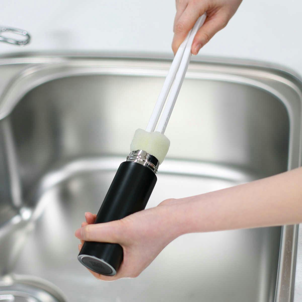 Long Reach Sponge Brush for Bottles & Jugs - Deep Cleaning Scrubber for Wine Bottles, Vases, Pitchers & Hard-to-Reach Containers - Perfect for Kitchen, Bar & Home Cleaning