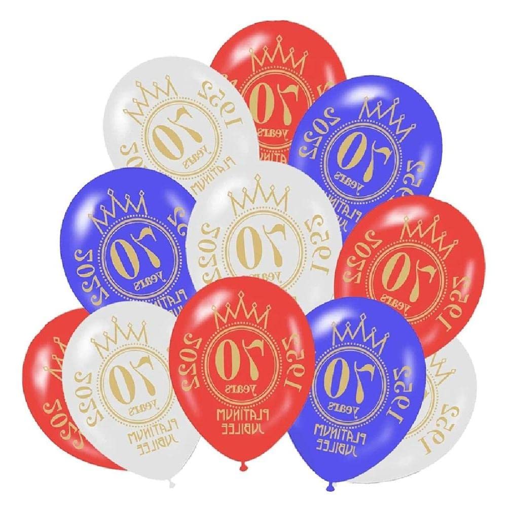 UK 70th Anniversary Decorative Party Balloons Set - 20/50pcs 12-inch Plastic Balloons for Birthday, Festival & Home Decorations - Outdoor & Indoor Party Background Supplies - Perfect for Jubilee Celebrations, Themed Parties & Special Events