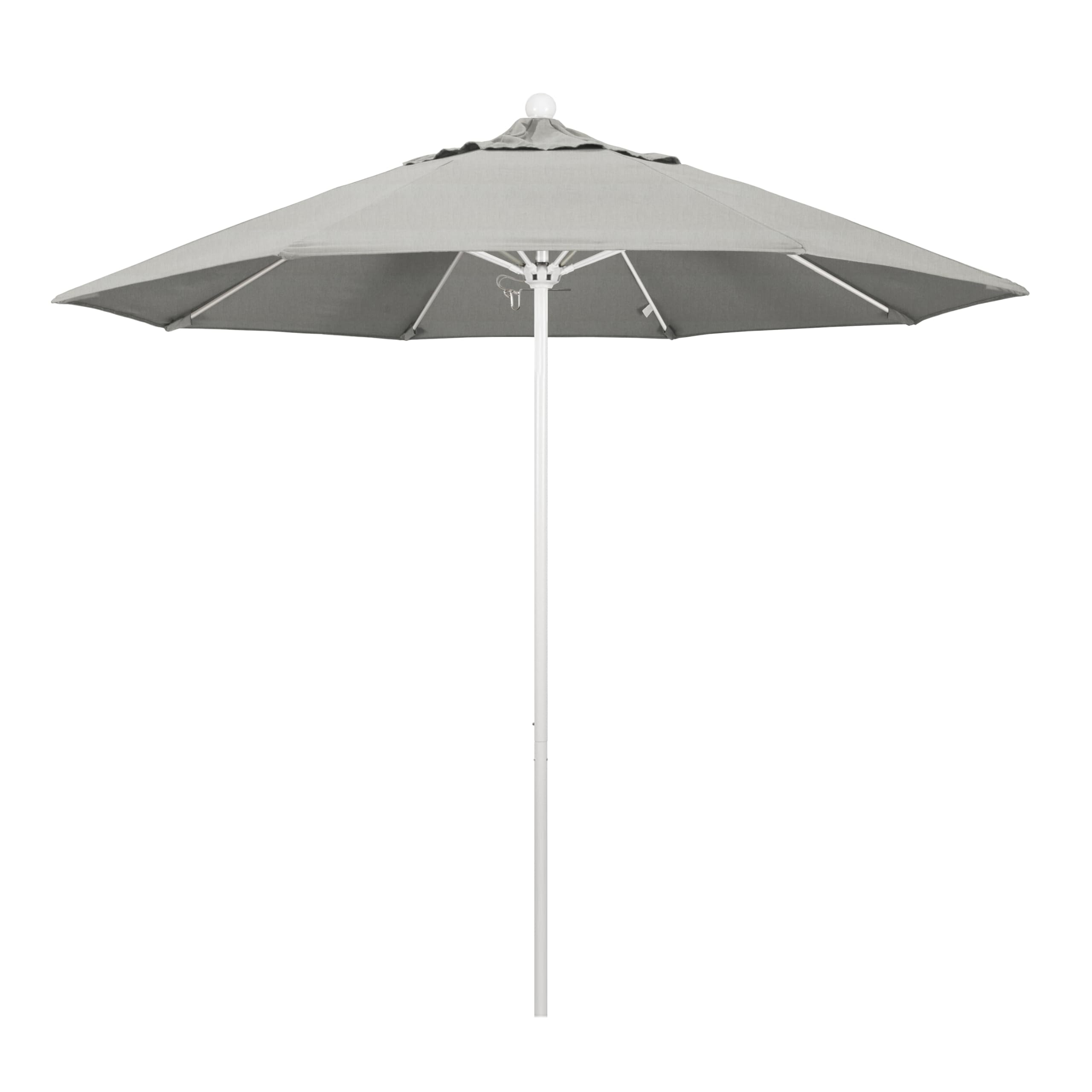 California Umbrella 9' Round Venture Series Commercial Grade Patio Umbrella - Push Open Pin Stop Mechanism - White Finish with Sunbrella Granite Fabric - Perfect for Outdoor Dining, Poolside Lounging & Backyard Relaxation