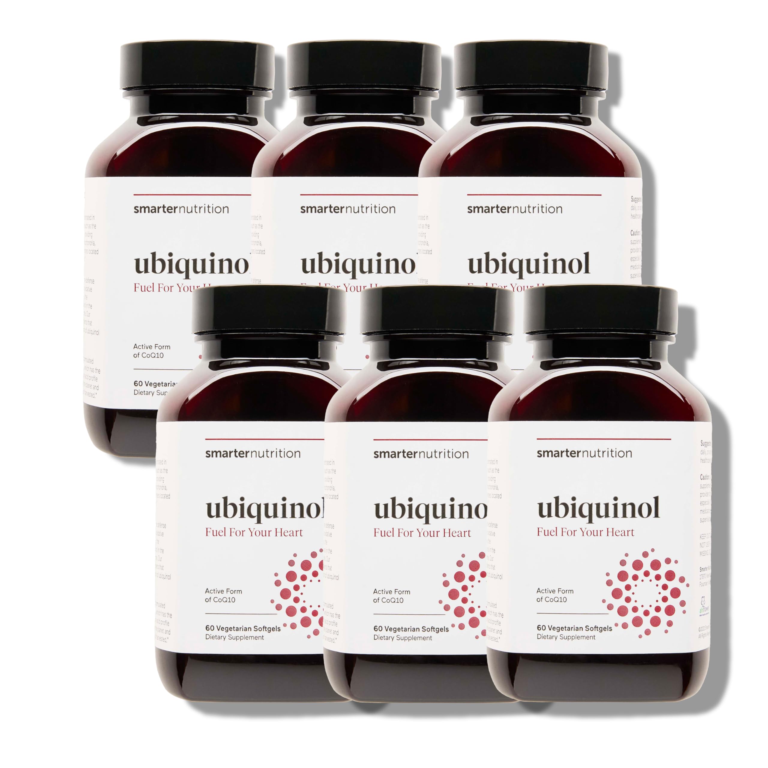 Smarter Nutrition Ubiquinol - Vegetarian CoQ10 Supplement for Heart Health Support - Enhanced Absorption with Omega 3 6 9 Ahiflower Oil - Soy Free, Non-GMO Softgels - 360 Count (Pack of 6) - 180-Day Supply - Supports Energy, Cardiovascular Function & Cellular Health - Ideal for Active Lifestyles & Wellness Routines