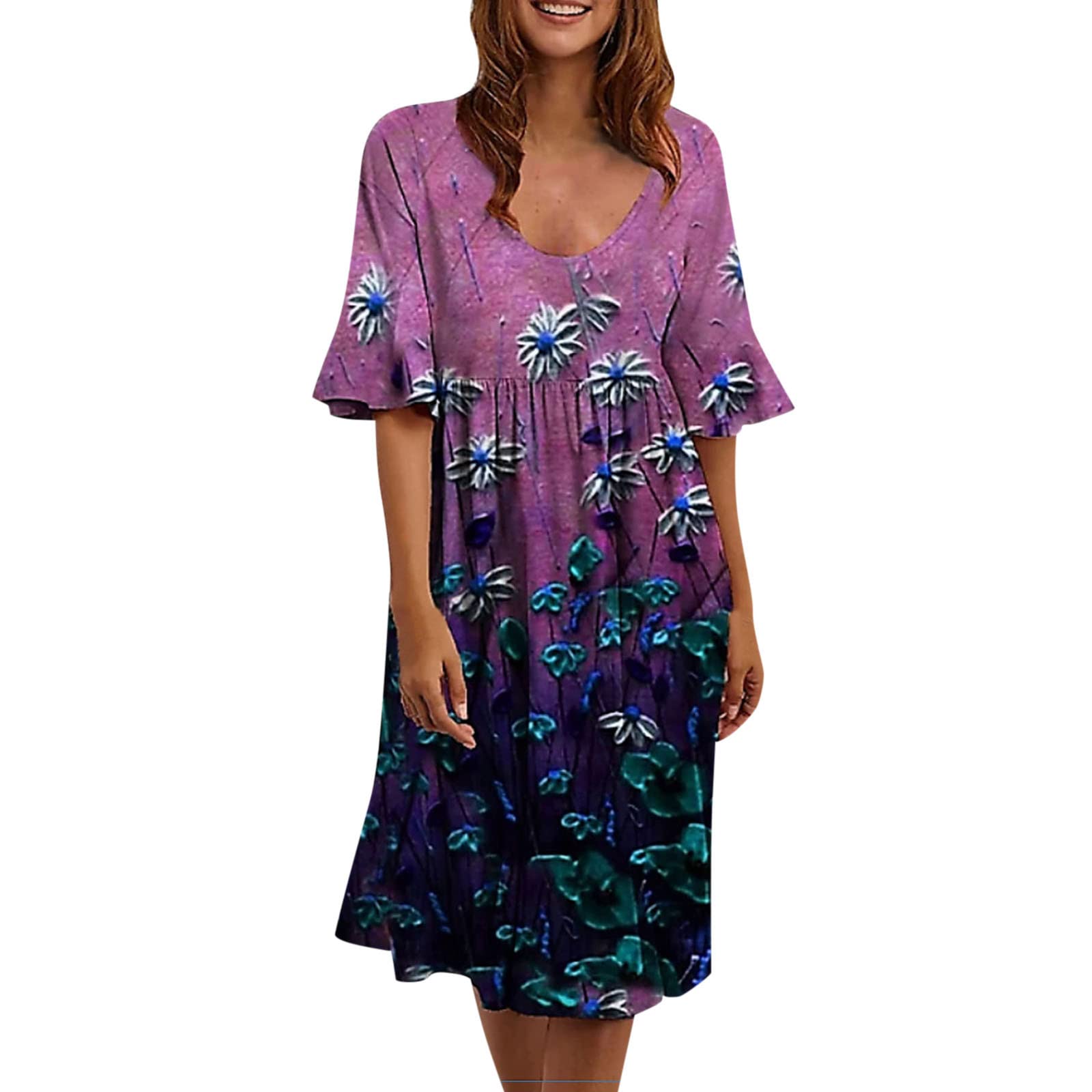 Women's Casual Loose Pleated Dresses with Pockets - Elegant Summer Maxi Dress 2022 | Perfect for Beach Vacation, Date Night & Office Wear