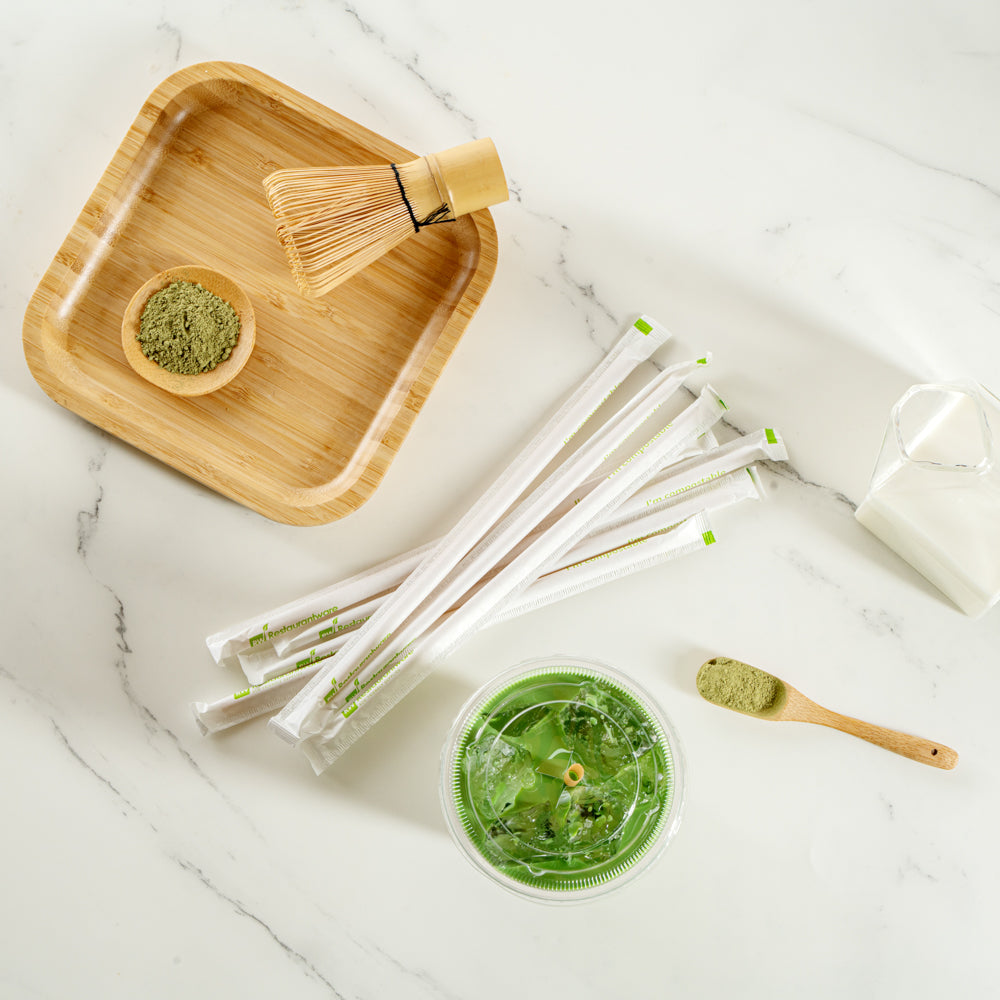 Eco-Friendly Compostable PLA & Sugarcane Straws - 8 1/4