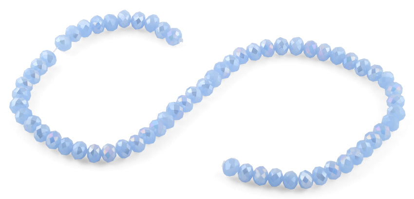 8mm Light Blue Faceted Rondelle Crystal Beads for Jewelry Making, DIY Bracelets, Necklaces & Craft Projects - Sparkling Glass Beads for Wedding, Party & Gift Accessories