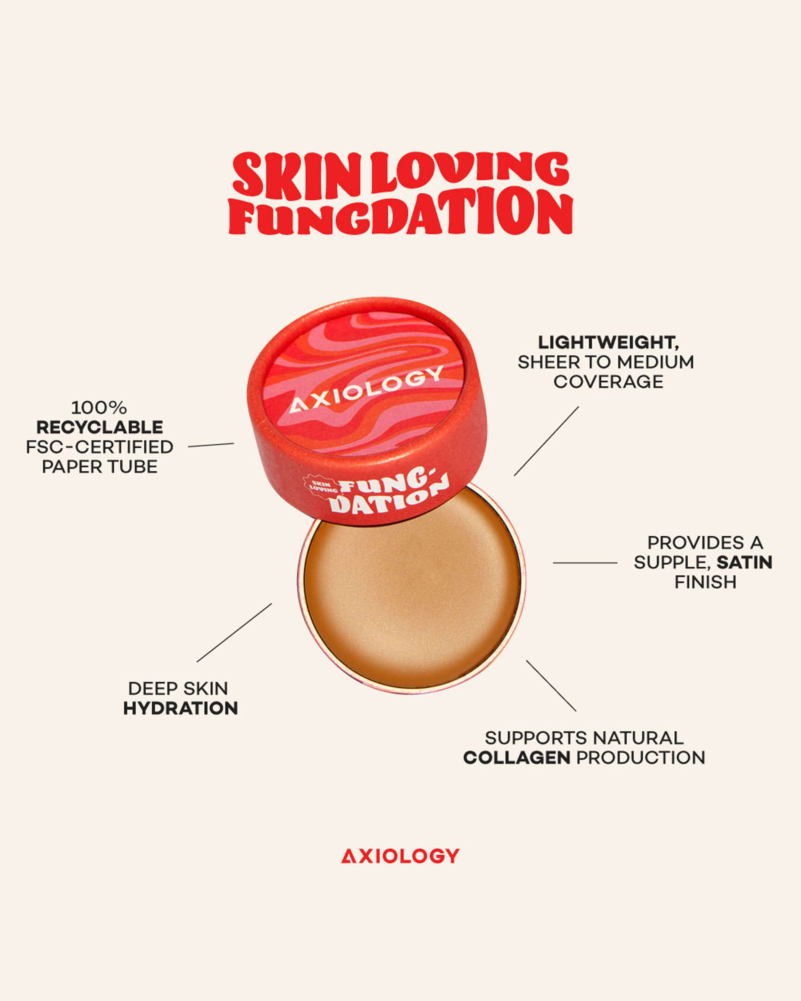 Fungdation Mushroom Foundation - Natural Vegan Makeup for Flawless Coverage | Perfect for Daily Wear & Sensitive Skin