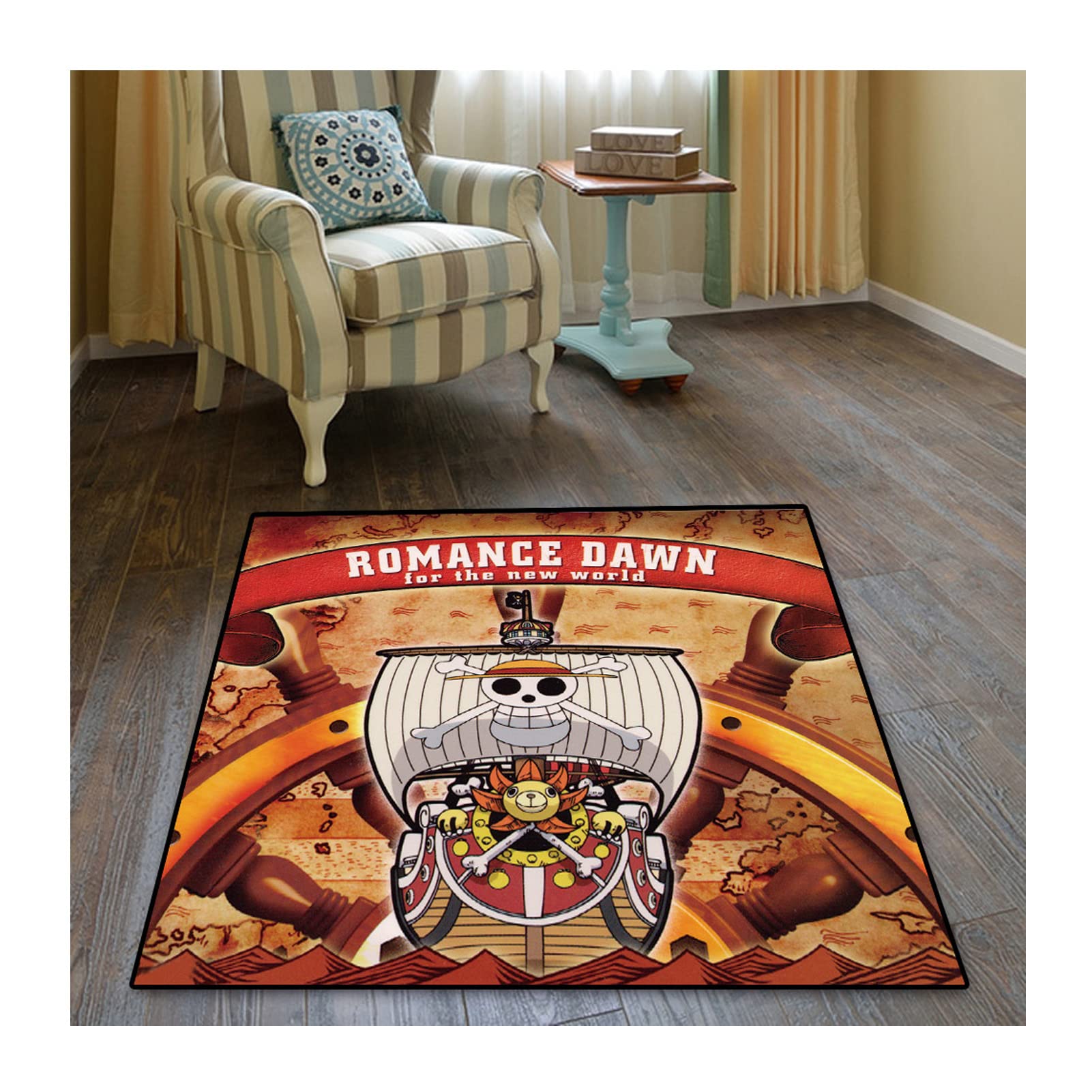 ONE Piece Luffy Anime Carpet - Non-Slip Polyester Area Rug for Kids Bedroom, Playroom & Nursery (80x120cm) - Boys Girls Door Mat, Home Decor Gift for Anime Fans - Perfect for Cosplay Rooms & Themed Birthday Parties