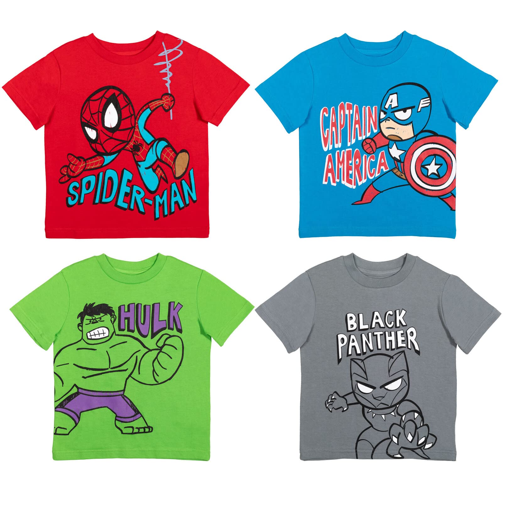 Marvel Avengers Spider-Man Mech Strike 4-Pack Kids' Cosplay Athletic T-Shirts (2T-20) - Superhero Costume for Dress-Up, Birthday Parties & Comic Con