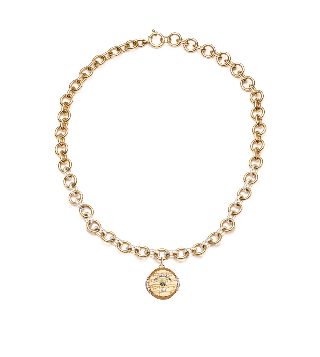 Pause Internal Compass Mixed Link Necklace - Elegant Pavé Jewelry for Women, Perfect for Everyday Wear, Date Nights & Special Occasions