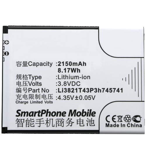 Synergy Digital Replacement Battery for ZTE C370 Cell Phone - 2150mAh Li-ion High Capacity Battery (3.8V) - Compatible with NOS 0 Battery - Perfect for Extended Usage & Emergency Power Backup