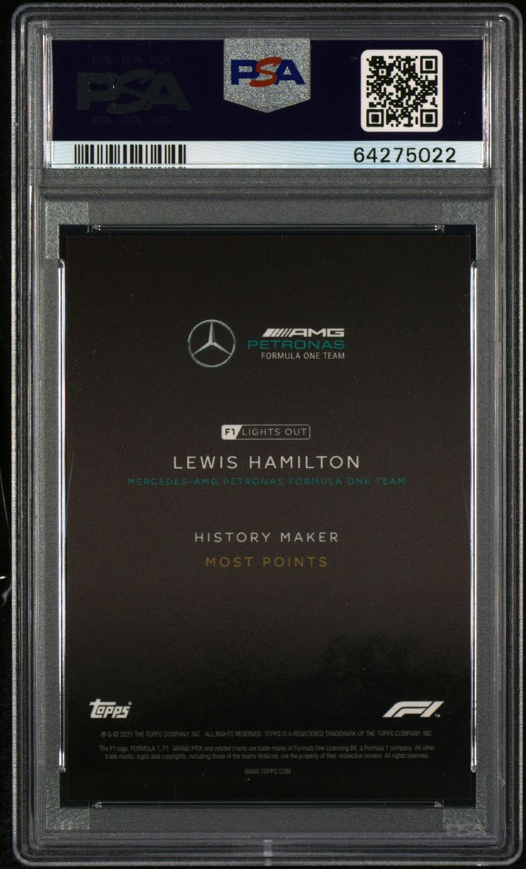 PSA 10 Lewis Hamilton 1/5 History Maker Rainbow Foil Trading Card - Perfect for Collectors, Sports Memorabilia Enthusiasts & F1 Racing Fans Display