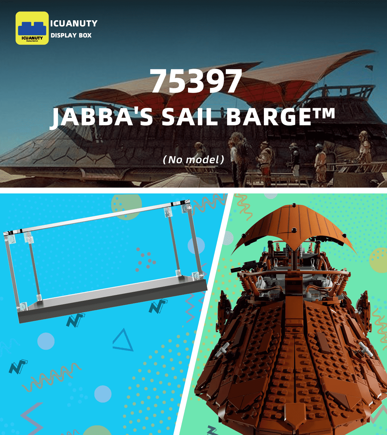 LEGO Star Wars Jabba's Sail Barge 75397 Display Case - Premium Acrylic Showcase for Collectible LEGO Sets - Perfect for Home Decoration & Gift Giving