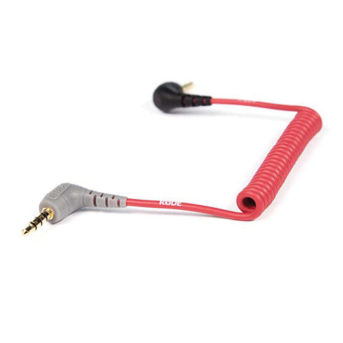 RODE SC7 3.5mm Right Angle TRS to TRRS Coiled Adapter Cable for Smartphones - Perfect for Vlogging, Podcasting & Mobile Audio Recording