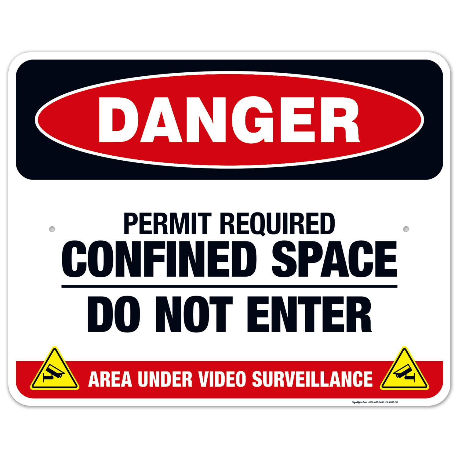 Danger Permit Required Confined Space Do Not Enter Sign - OSHA Compliant 24x30 Inches Rust-Free .063 Aluminum Safety Sign - Fade Resistant for Indoor/Outdoor Use - Made in USA - Perfect for Construction Sites, Warehouses & Industrial Facilities