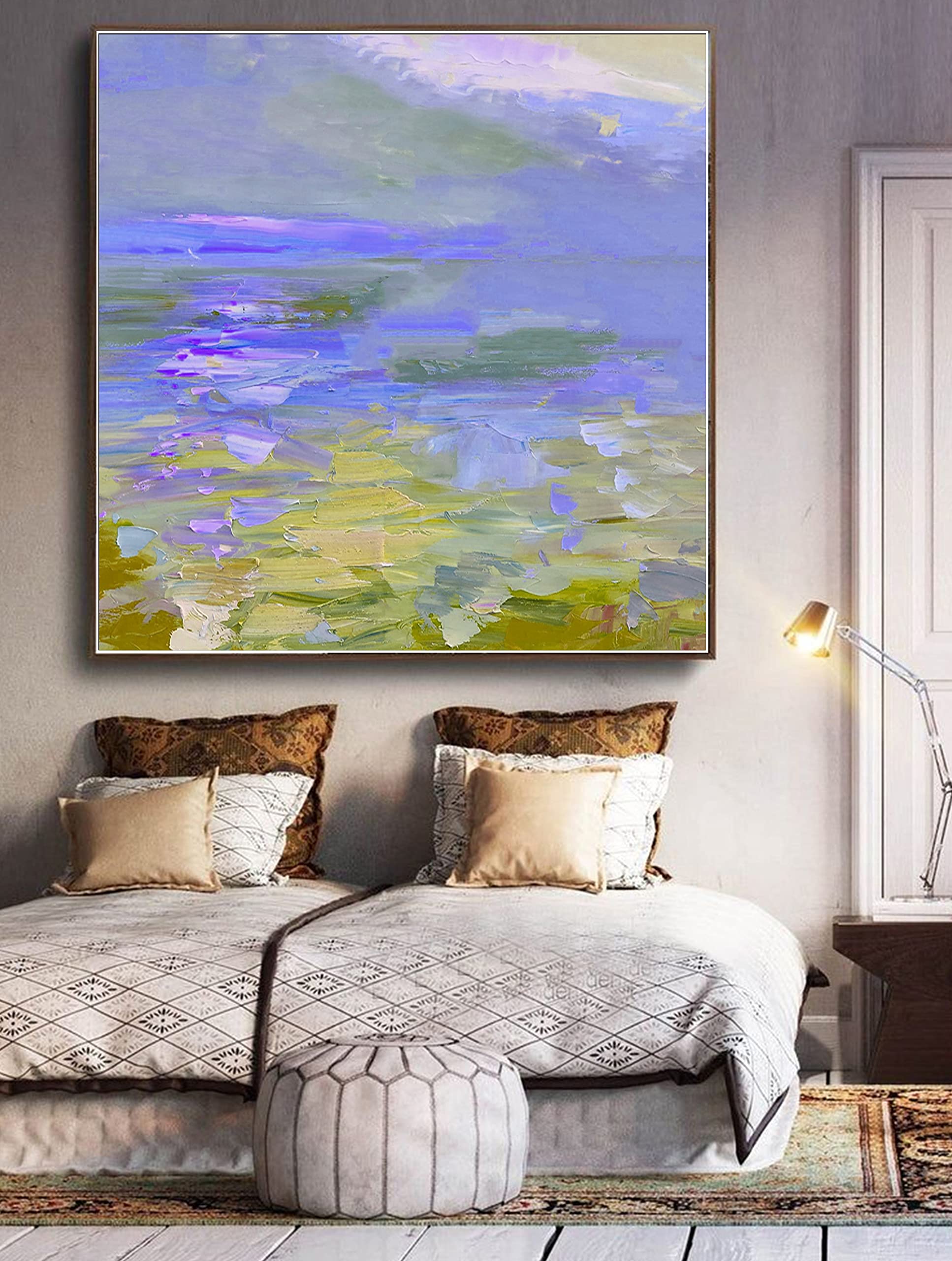 Abstract Blue Wall Art Painting 36x36 Inches - Modern Industrial Large Canvas Artwork for Living Room Decor | Extra Large Contemporary Home & Office Wall Decor
