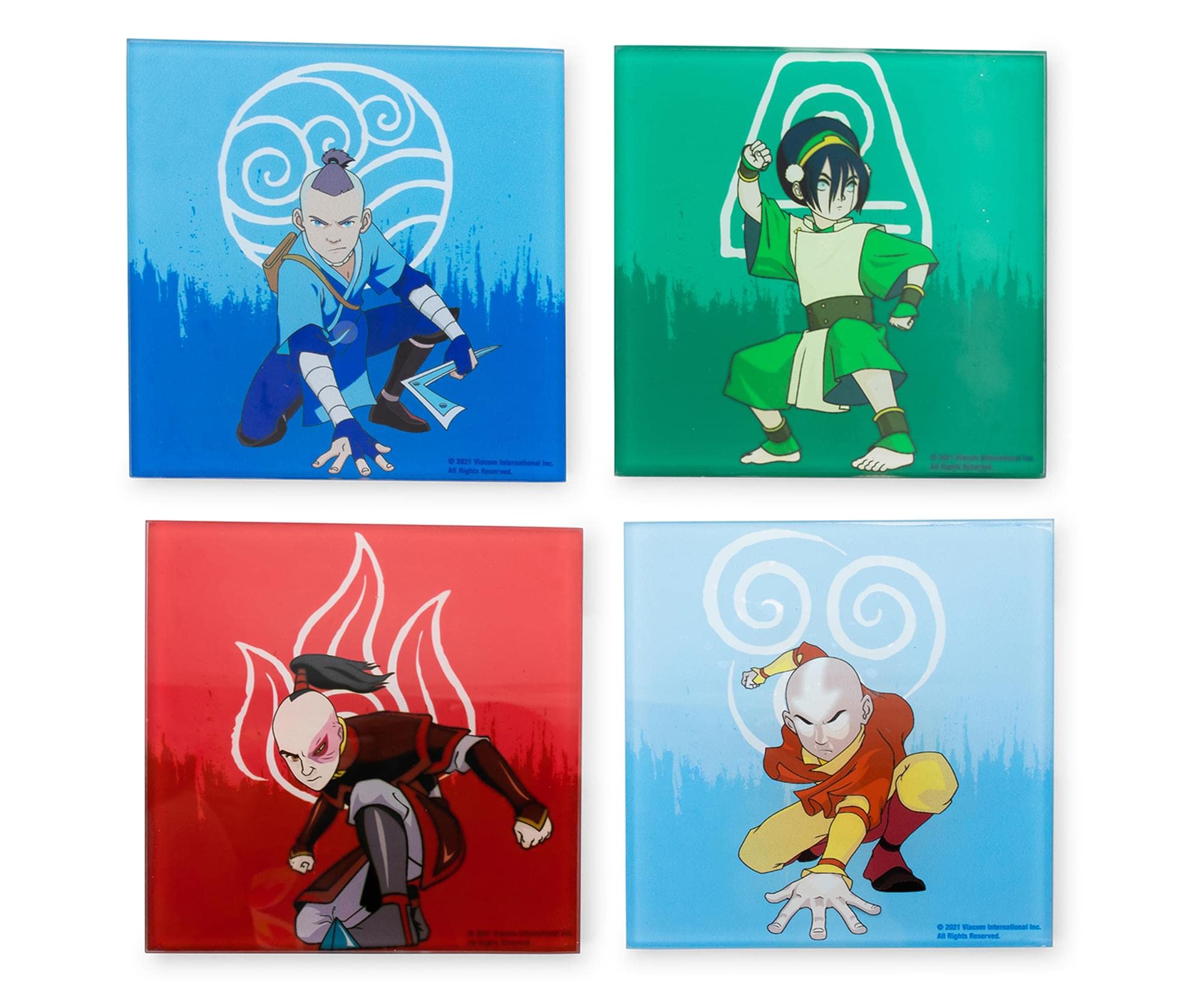 Avatar Airbender Glass Coasters Set of 4 - Anime Table Decor for Home & Bar