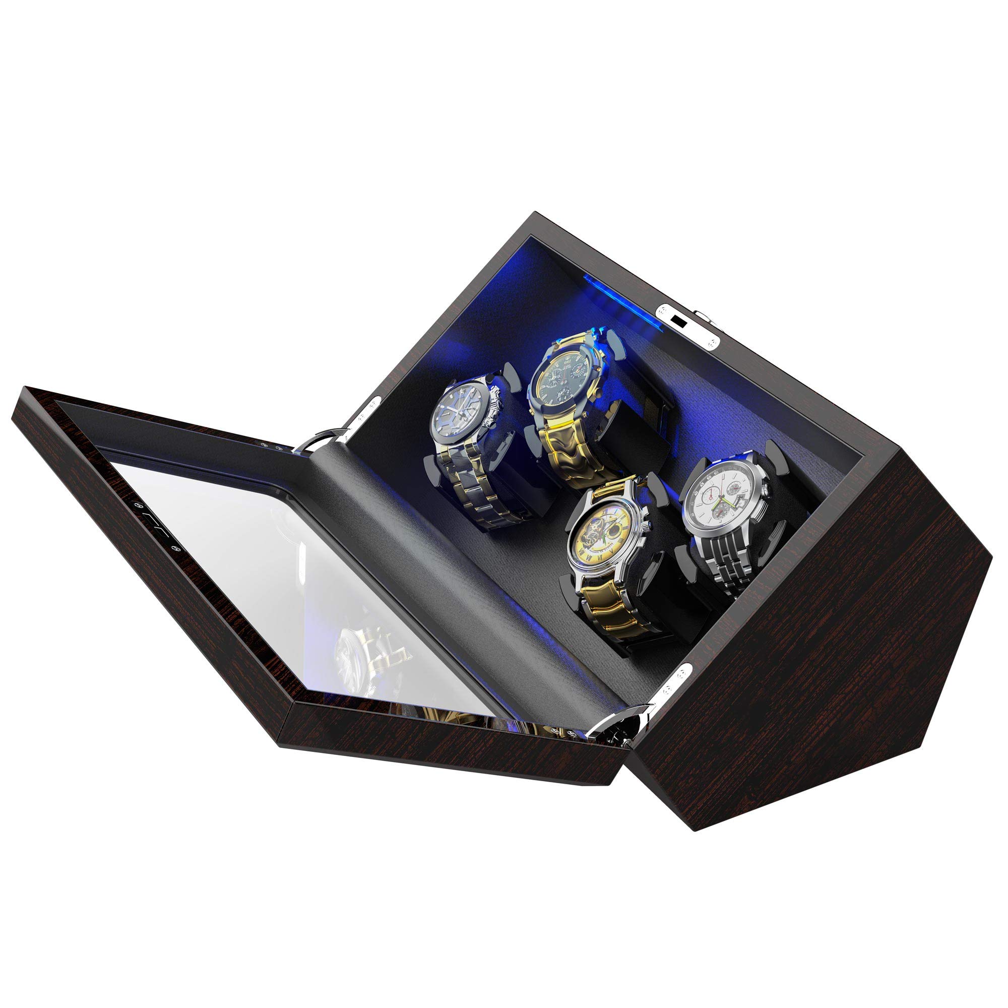 Premium Watch Winder with Memory Foam Watch Pillows - 4 Silent Rotation Modes, 10dB Ultra Quiet, Anti-Magnetic Design - Includes 2 Large Size Watch Pillows for Automatic Watches (Perfect for Men's & Women's Luxury Watches - Ideal for Nightstand, Dresser, or Travel Case Storage)