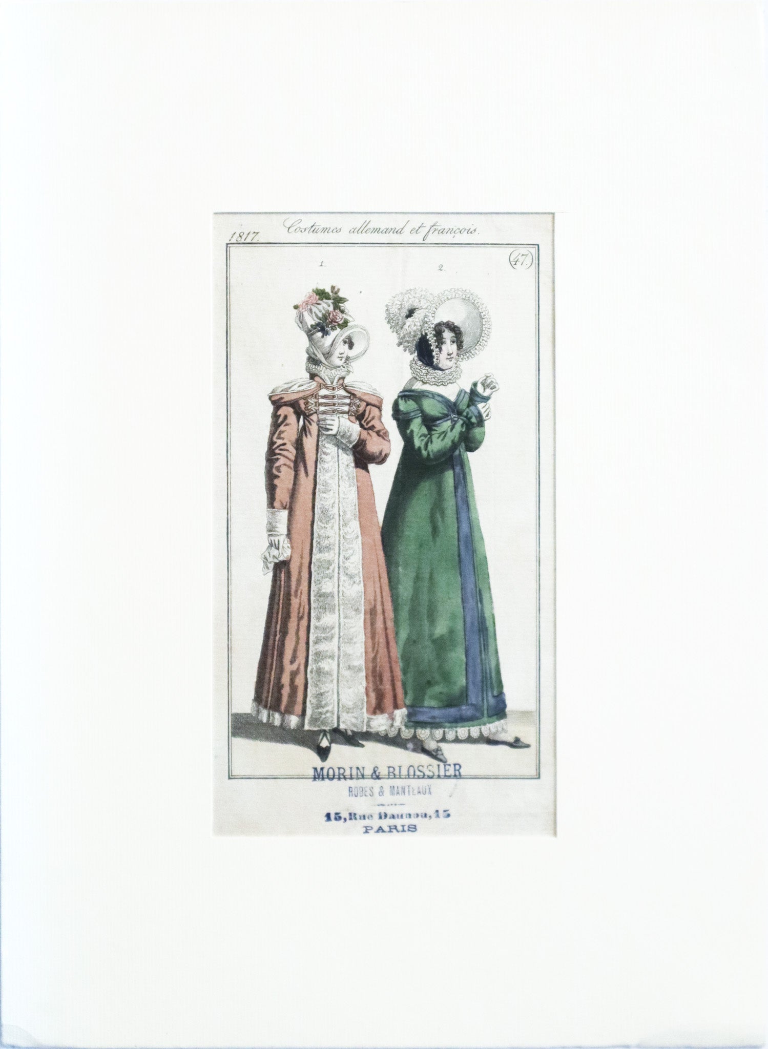 1820s Parisian Ladies Fashion Costume Set of 2 - Vintage Historical Dress for Reenactment, Theater & Cosplay