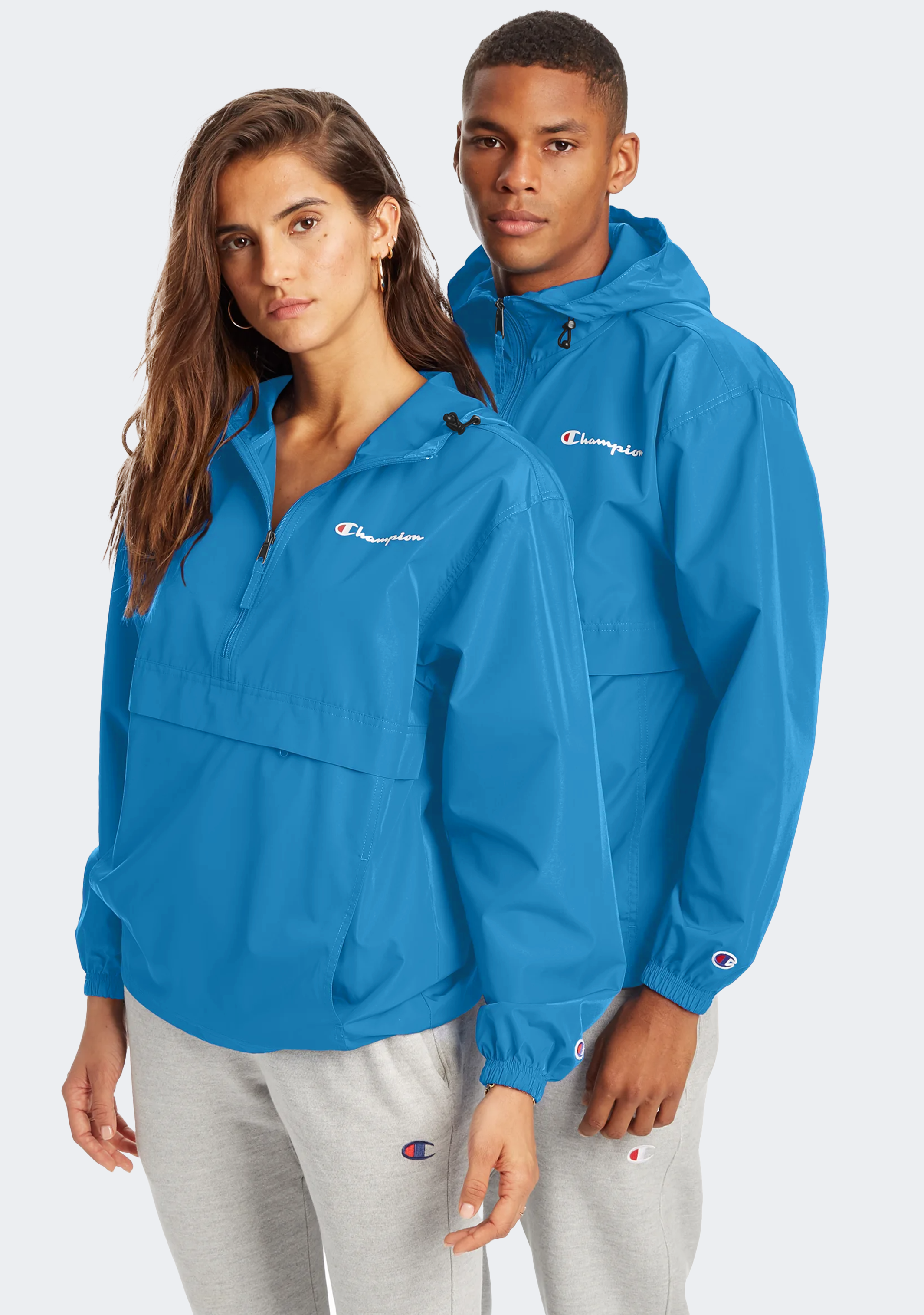 Champion Men's US Quarter Zip Packable Jacket - Lightweight, Water-Resistant, Breathable for Outdoor Activities, Hiking, and Travel