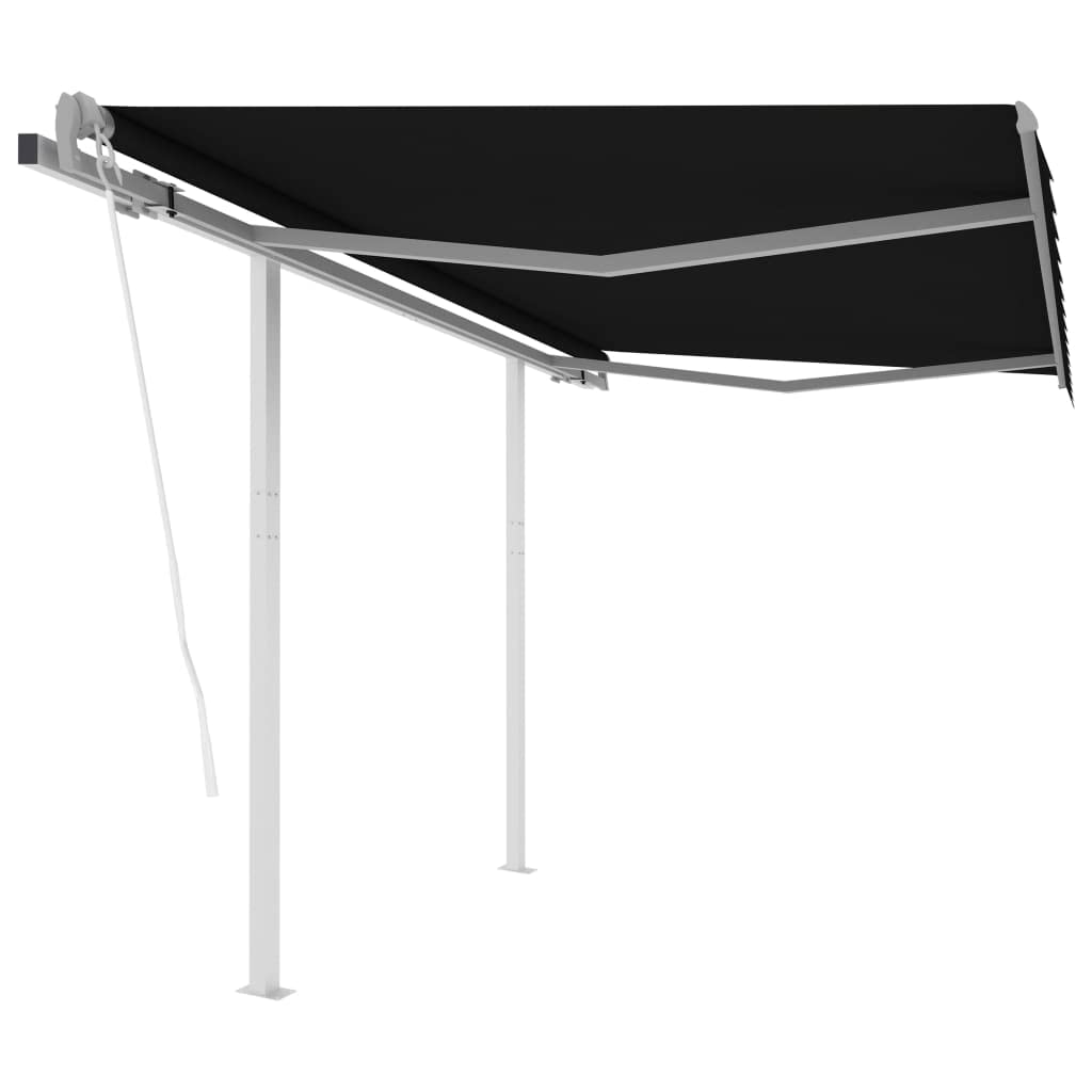 9.8'x8.2' Automatic Retractable Patio Awning - Half Cassette Sun Shade Canopy with Posts for Outdoor Door & Window Protection (Anthracite) | Perfect for Backyard, Deck, and Poolside Sun Shelter