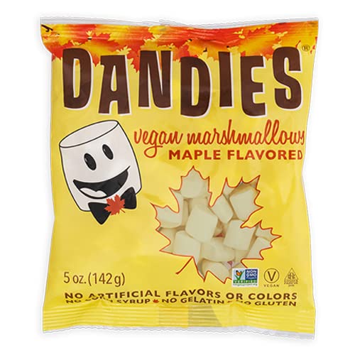 DANDIES Vegan Maple Marshmallows 5oz (Pack of 1) - Gluten-Free, Non-GMO, Allergy-Friendly Marshmallow Treats for Hot Cocoa, Baking & Campfire S'mores