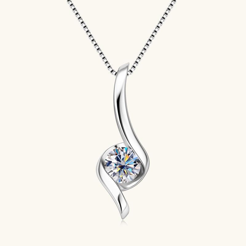 Grace Premium Moissanite Pendant Necklace - 14K Gold Plated Elegant Jewelry for Women, Perfect for Weddings, Anniversaries & Special Occasions