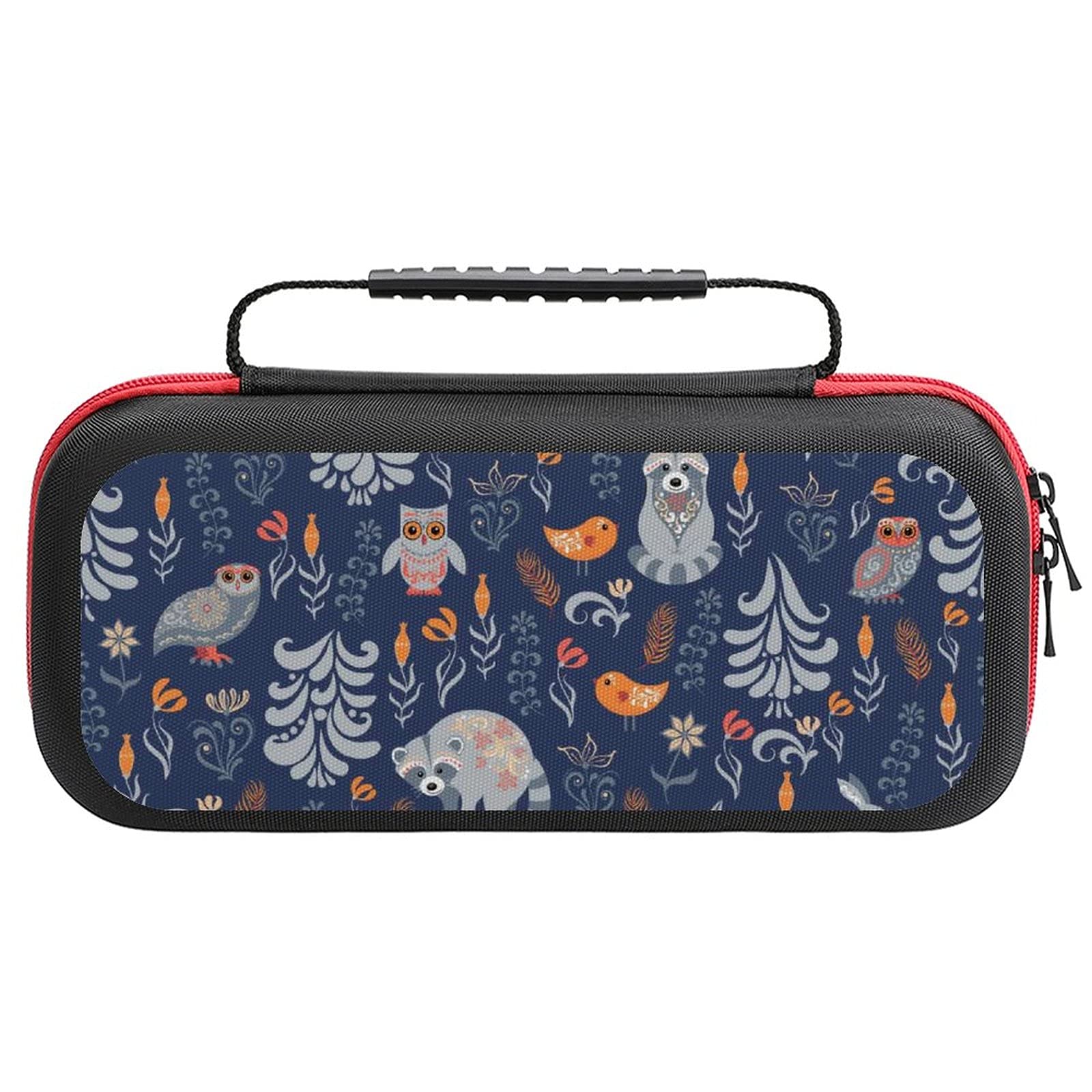 Owls and Rabbits Pattern Printed Travel Carrying Case for Nintendo Switch Lite & Accessories - Portable Storage Bag for Gaming, Commuting, and Outdoor Adventures
