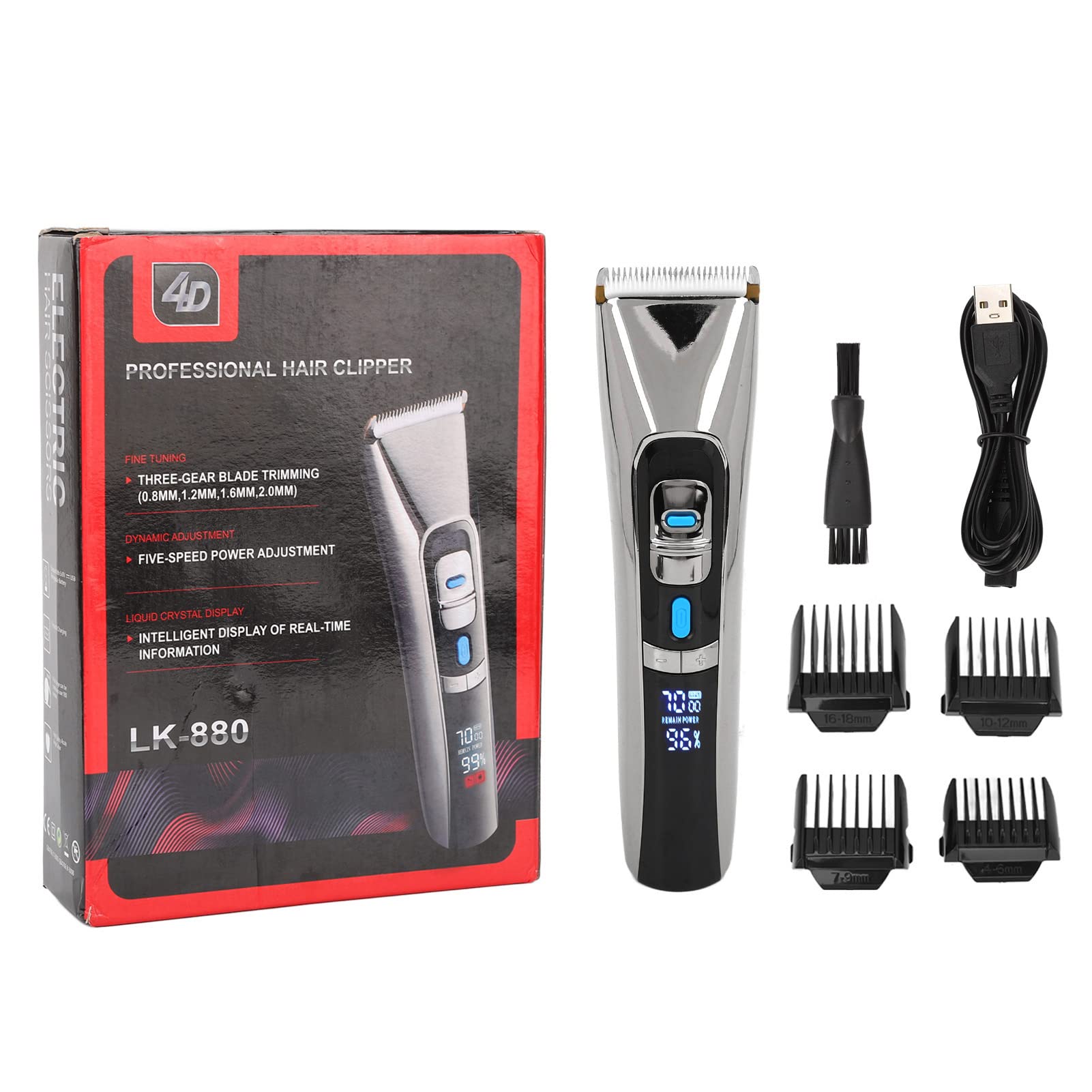 Yosoo USB Rechargeable Electric Hair Trimmer for Men - Low Noise, High Precision Hair Clippers for Facial & Beard Grooming at Home or Travel (Black)