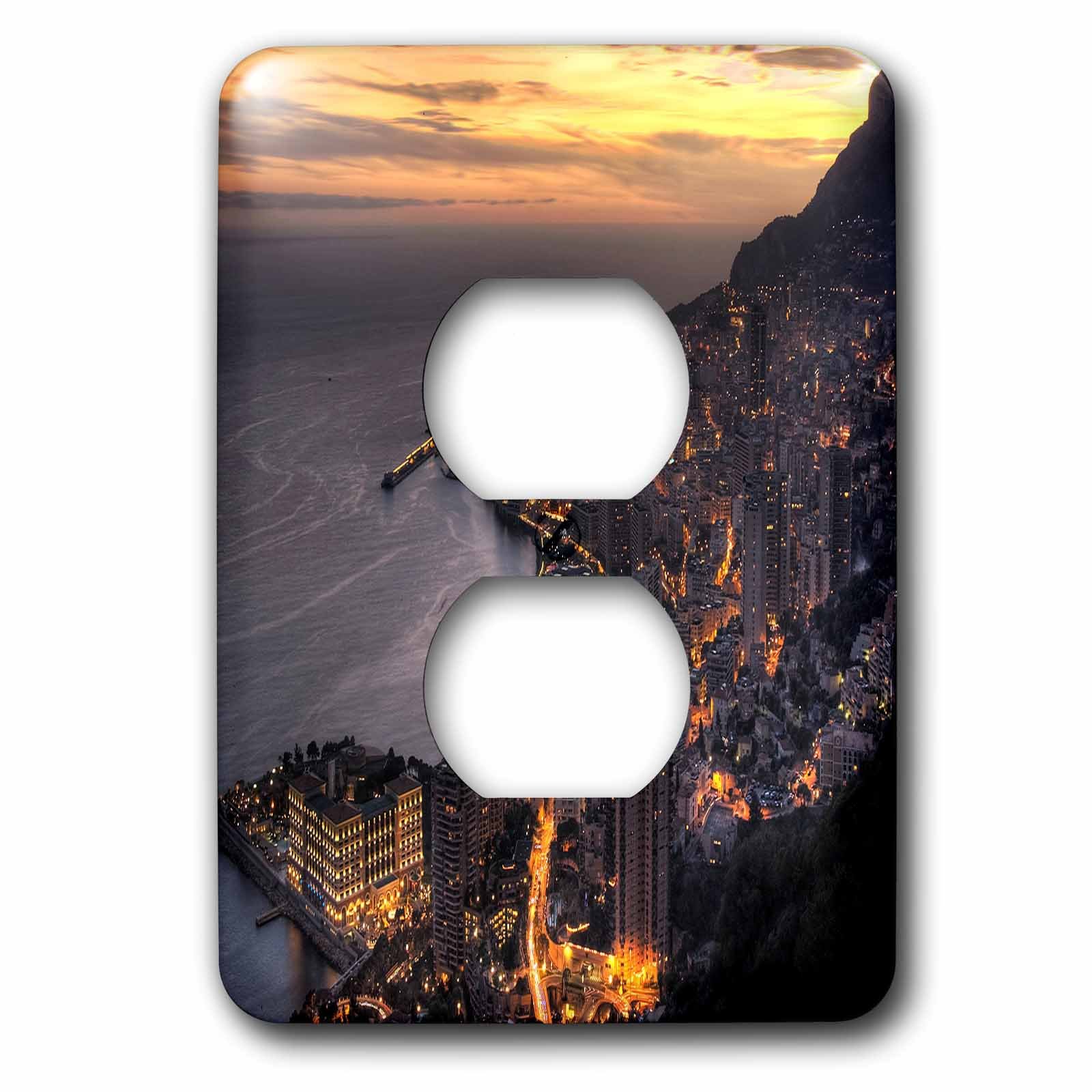 3D Rose Monaco City Sunset Decor Outlet Cover - Stylish Wall Plate for Home & Office Decor, Perfect for Living Room, Bedroom, or Kitchen